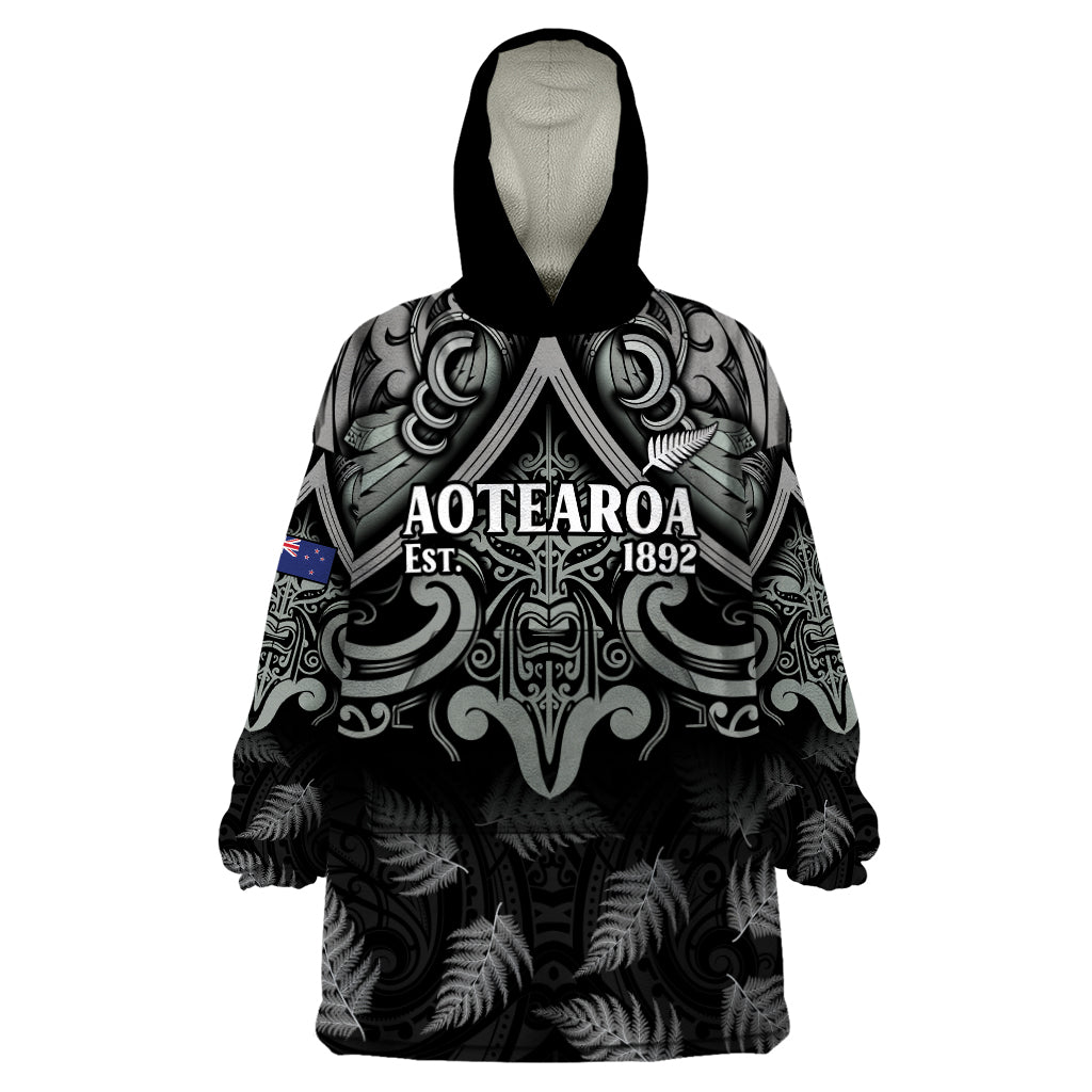 Custom New Zealand Silver Fern Rugby Wearable Blanket Hoodie All Black Since 1892 Aotearoa Moko Maori - Vibe Hoodie Shop