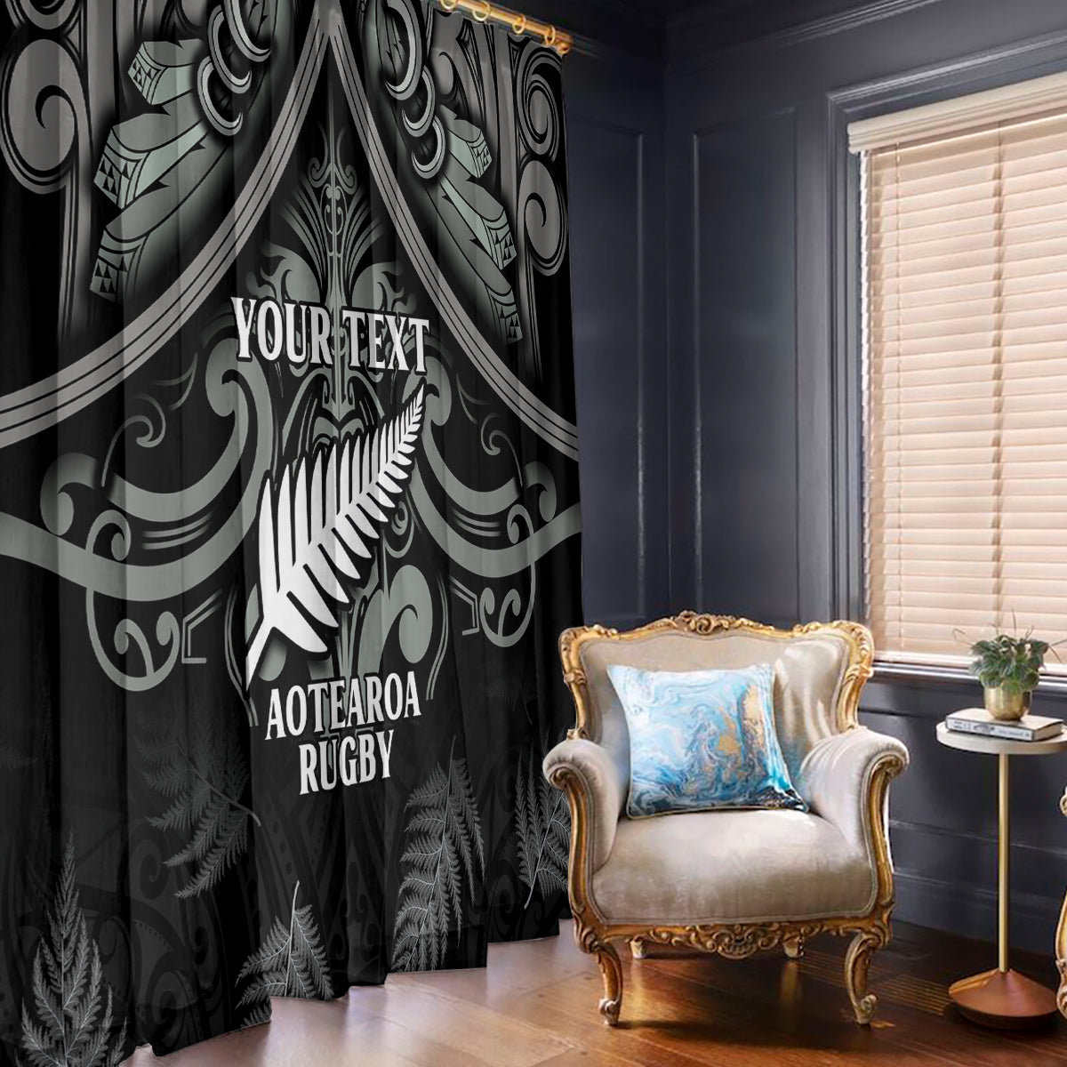 Custom New Zealand Silver Fern Rugby Window Curtain All Black Since 1892 Aotearoa Moko Maori
