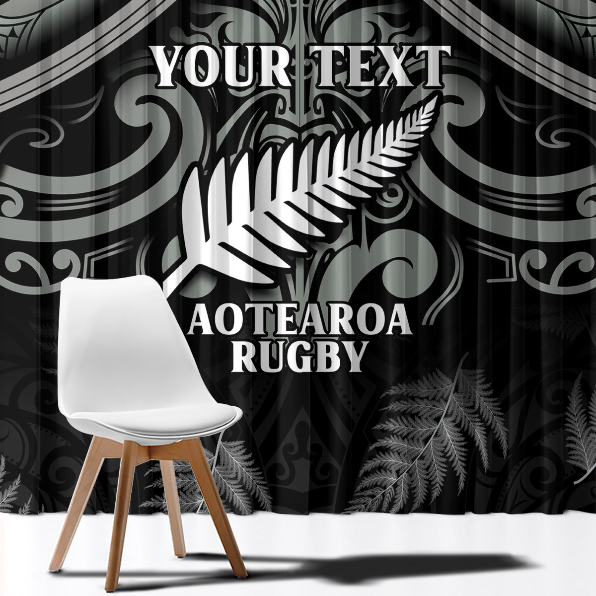 Custom New Zealand Silver Fern Rugby Window Curtain All Black Since 1892 Aotearoa Moko Maori