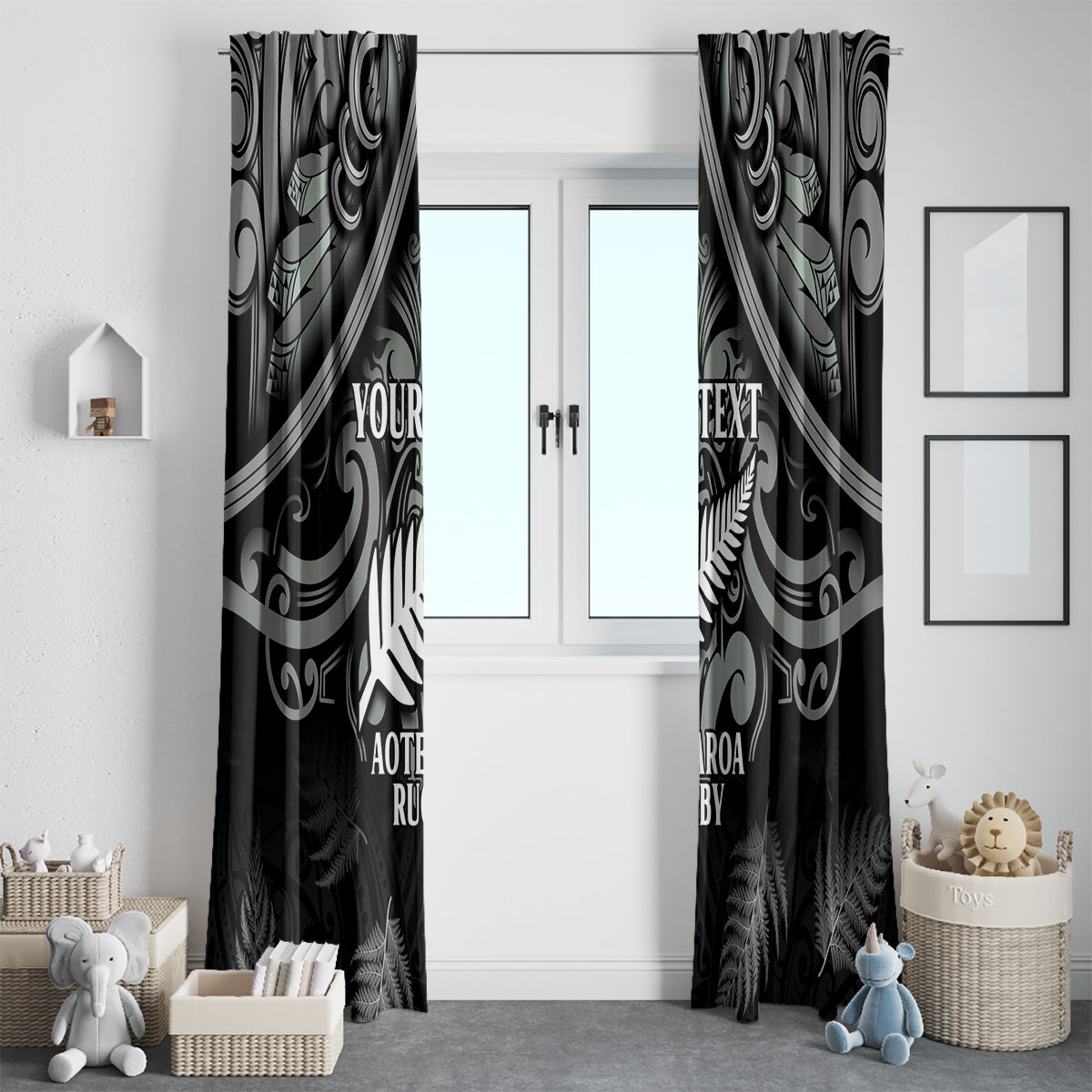 Custom New Zealand Silver Fern Rugby Window Curtain All Black Since 1892 Aotearoa Moko Maori