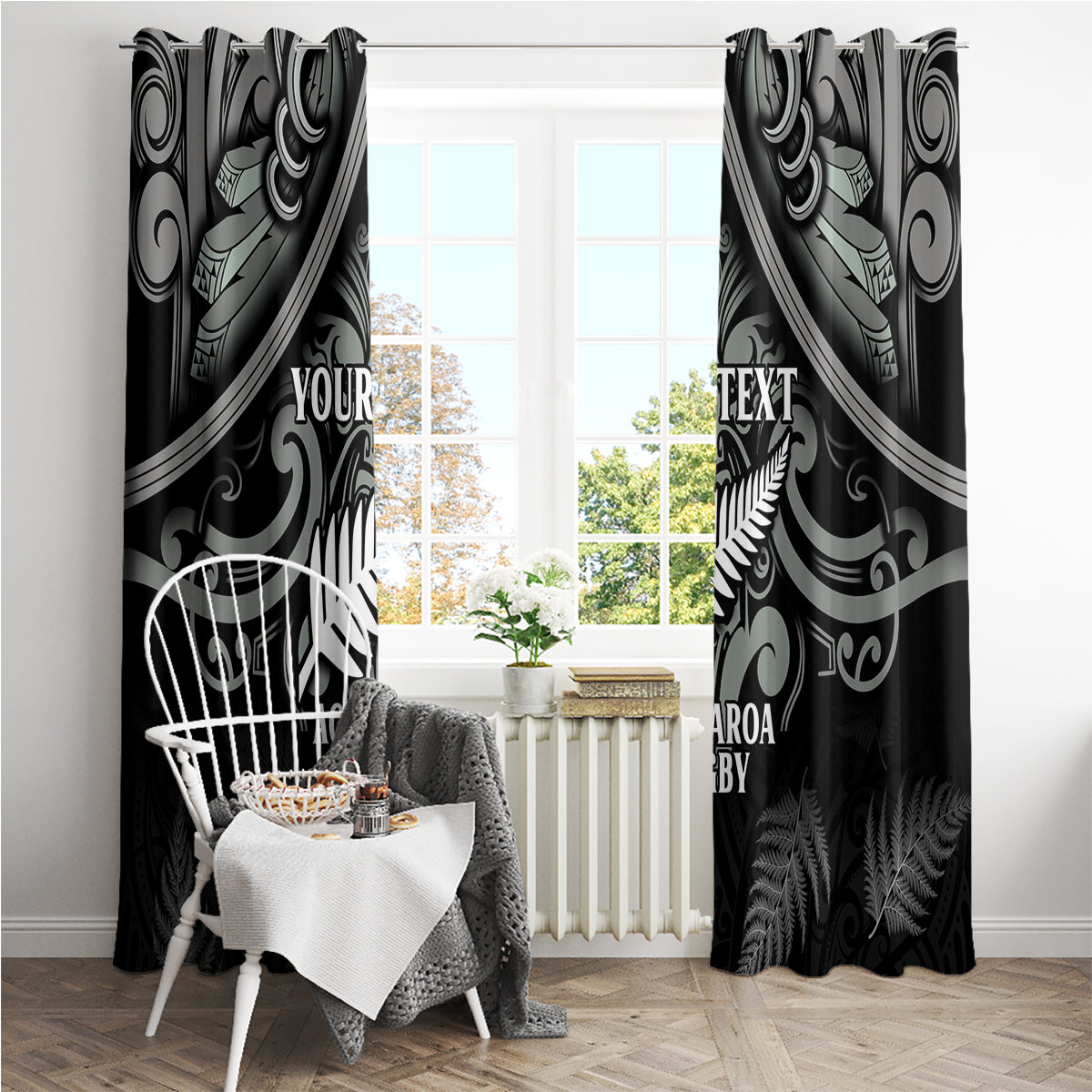 Custom New Zealand Silver Fern Rugby Window Curtain All Black Since 1892 Aotearoa Moko Maori