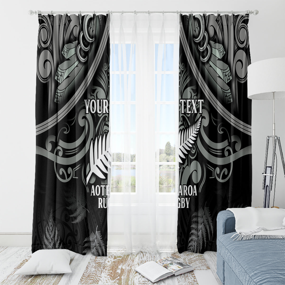 Custom New Zealand Silver Fern Rugby Window Curtain All Black Since 1892 Aotearoa Moko Maori