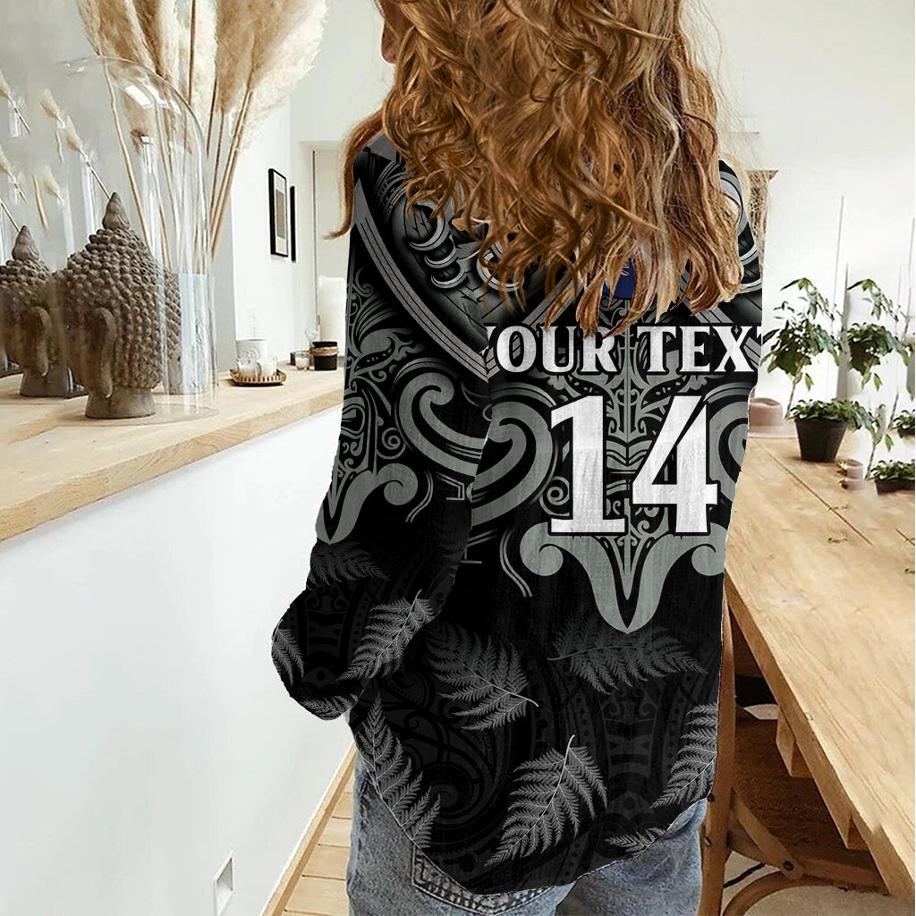 Custom New Zealand Silver Fern Rugby Women Casual Shirt All Black Since 1892 Aotearoa Moko Maori - Vibe Hoodie Shop