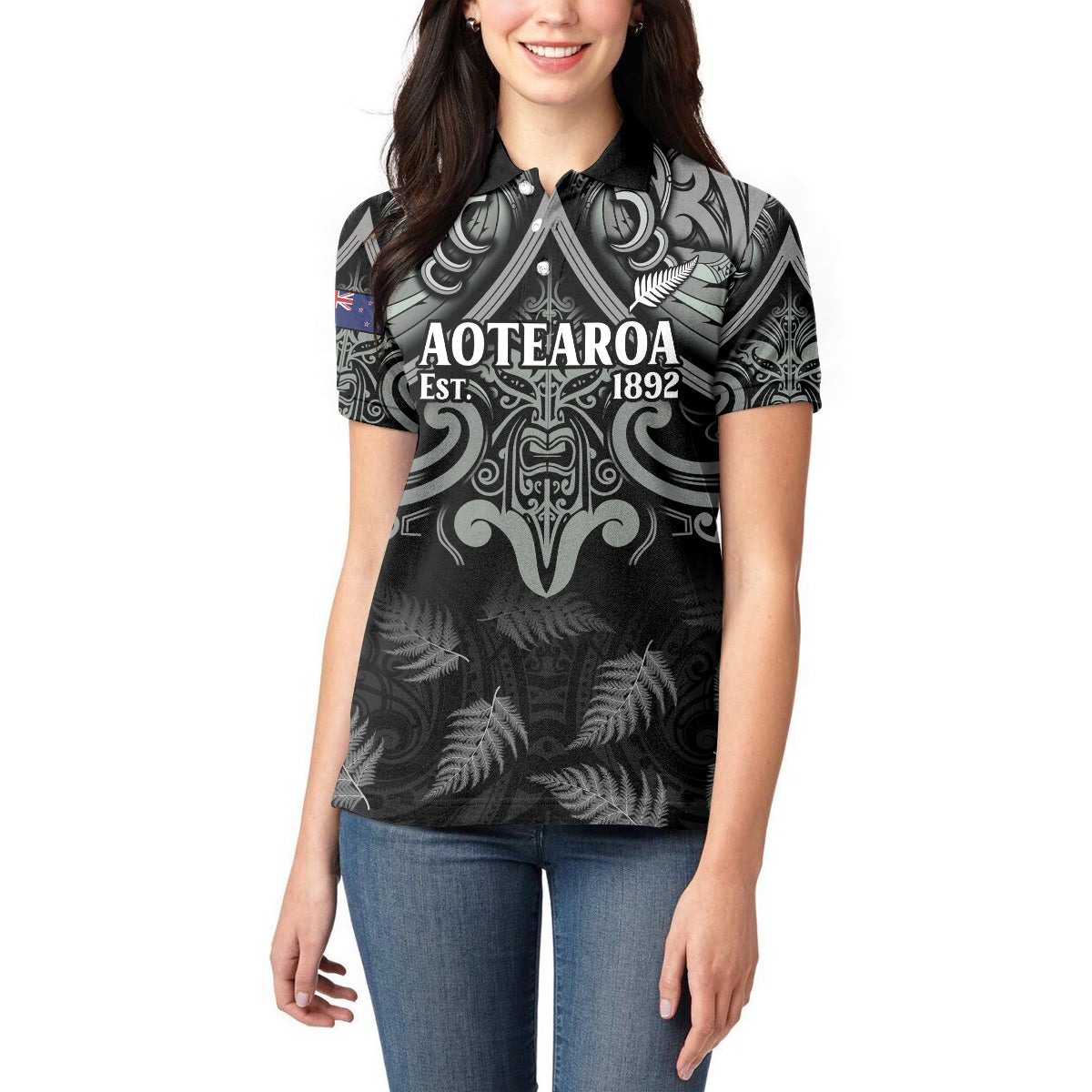 Custom New Zealand Silver Fern Rugby Women Polo Shirt All Black Since 1892 Aotearoa Moko Maori - Vibe Hoodie Shop