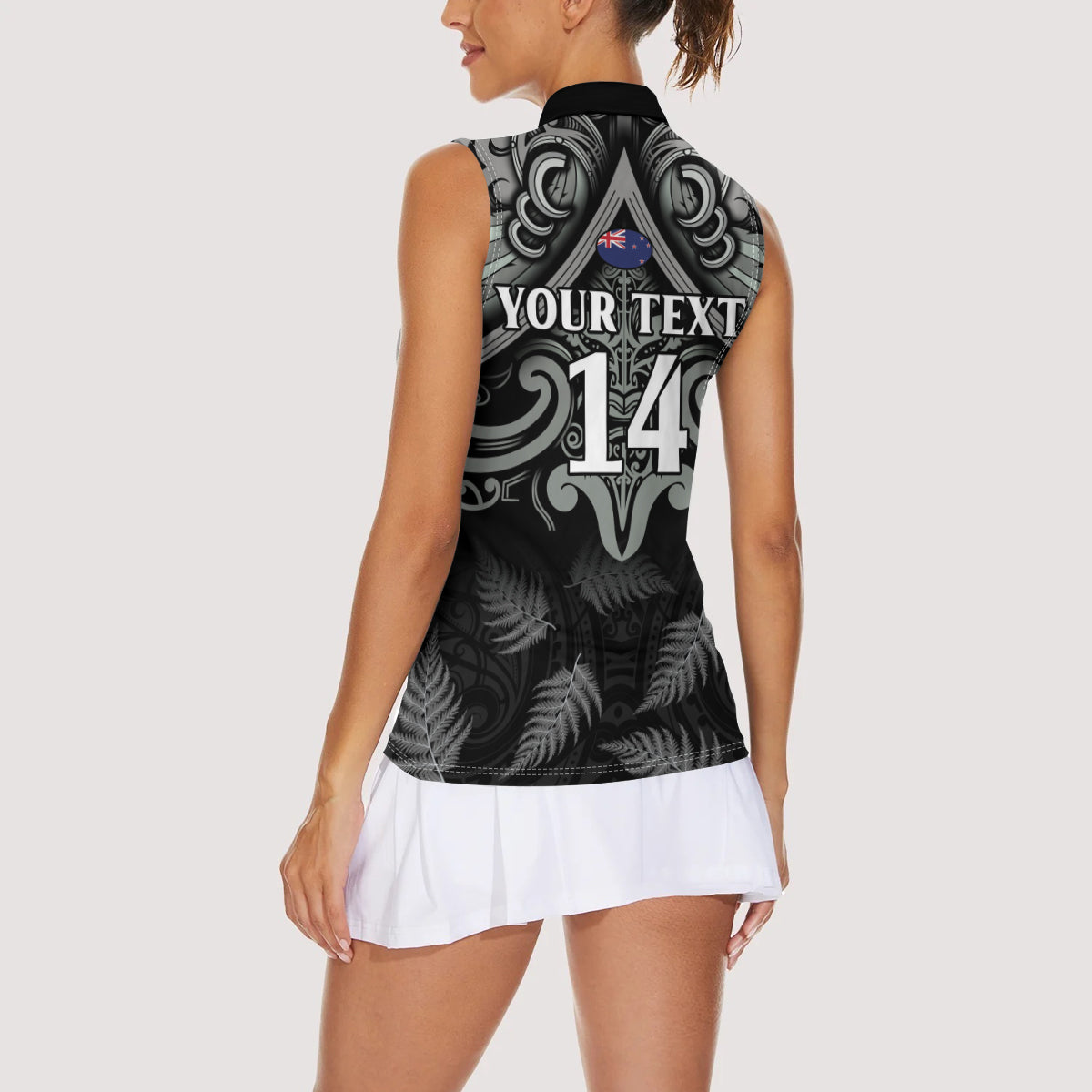 Custom New Zealand Silver Fern Rugby Women Sleeveless Polo Shirt All Black Since 1892 Aotearoa Moko Maori
