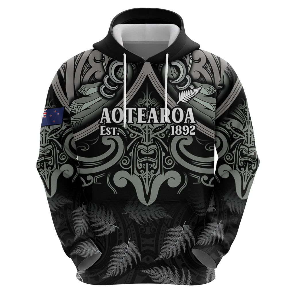Custom New Zealand Silver Fern Rugby Zip Hoodie All Black Since 1892 Aotearoa Moko Maori - Vibe Hoodie Shop