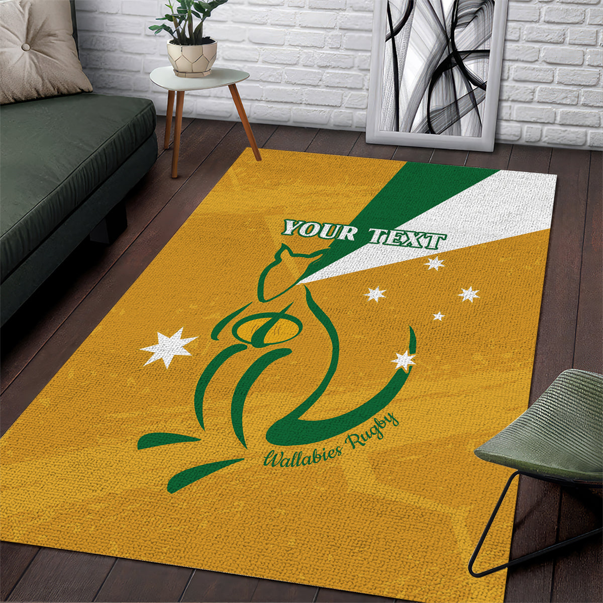 Custom Australia Rugby Area Rug 2024 Wallabies Grunge Style - Vibe Hoodie Shop