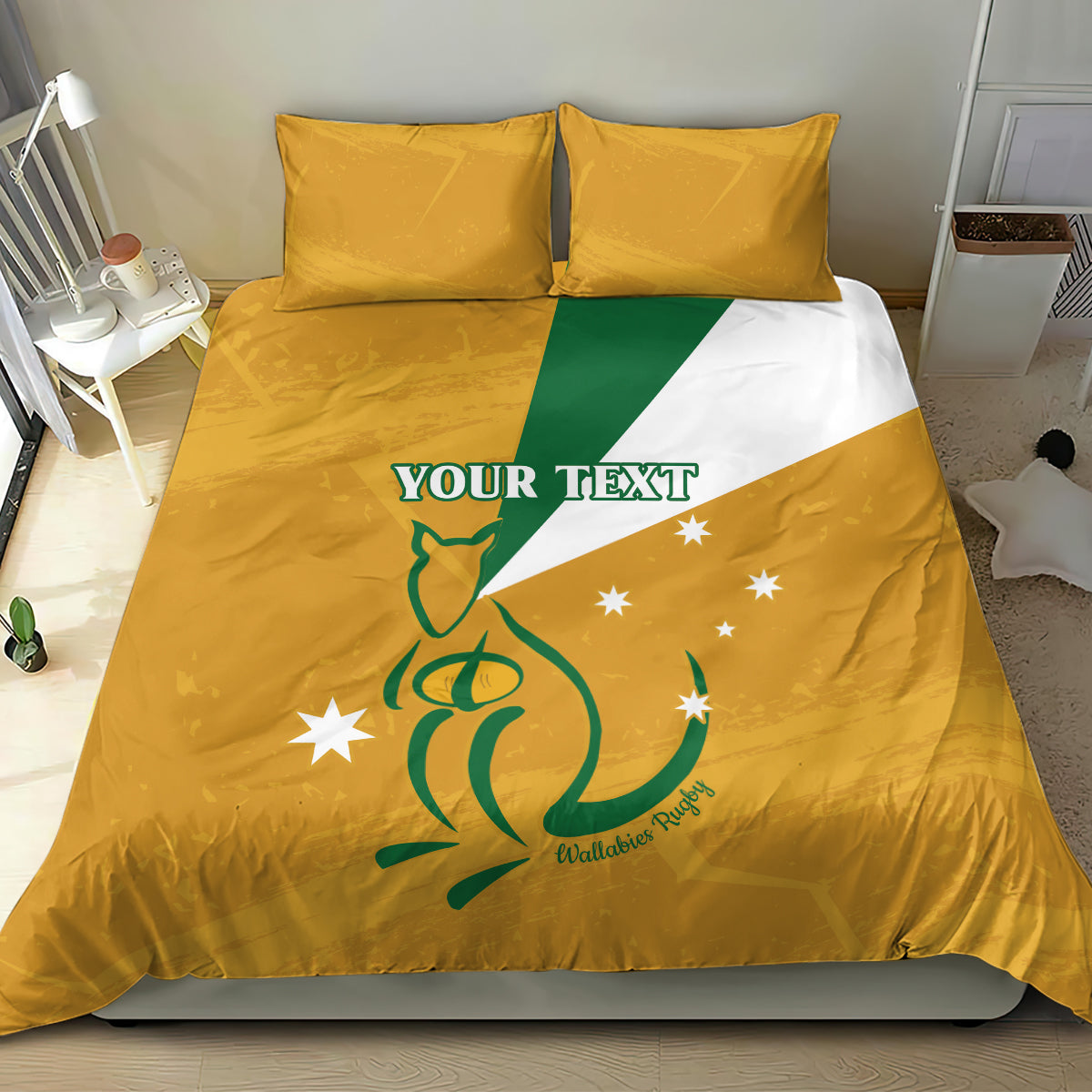 Custom Australia Rugby Bedding Set 2024 Wallabies Grunge Style - Vibe Hoodie Shop