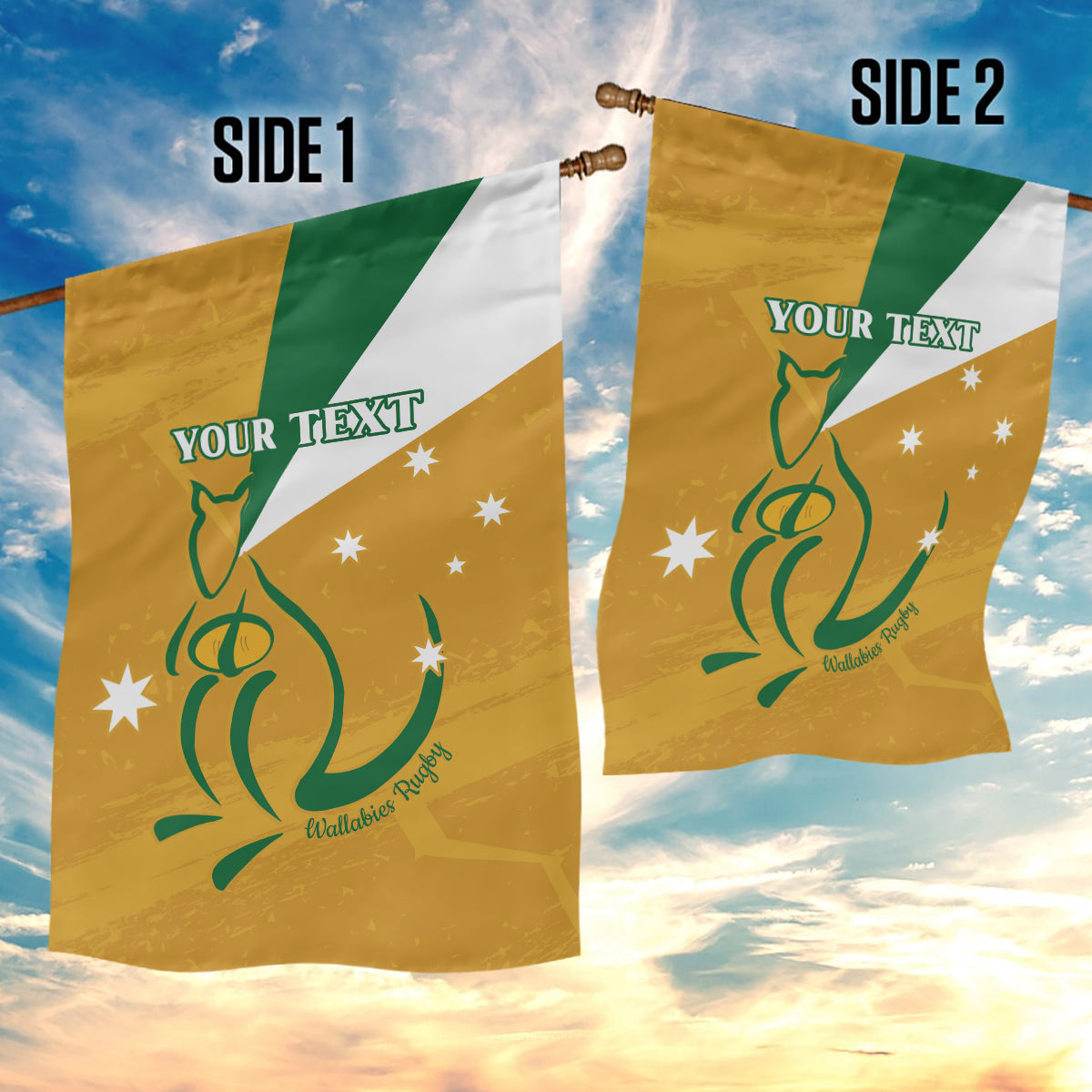 Custom Australia Rugby Garden Flag 2024 Wallabies Grunge Style - Vibe Hoodie Shop