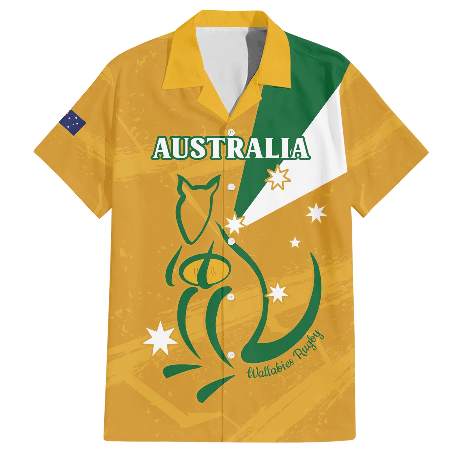 Custom Australia Rugby Hawaiian Shirt 2024 Wallabies Grunge Style - Vibe Hoodie Shop