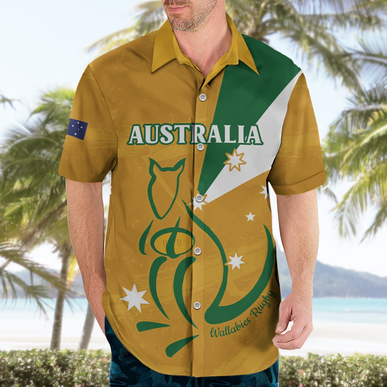 Custom Australia Rugby Hawaiian Shirt 2024 Wallabies Grunge Style - Vibe Hoodie Shop