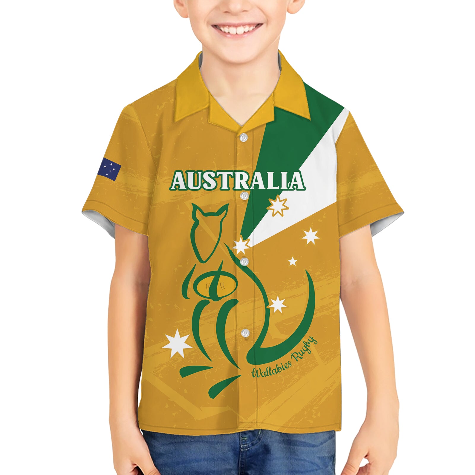 Custom Australia Rugby Hawaiian Shirt 2024 Wallabies Grunge Style - Vibe Hoodie Shop