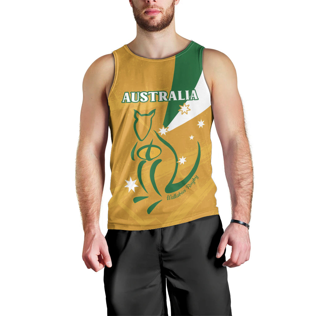 Custom Australia Rugby Men Tank Top 2024 Wallabies Grunge Style - Vibe Hoodie Shop