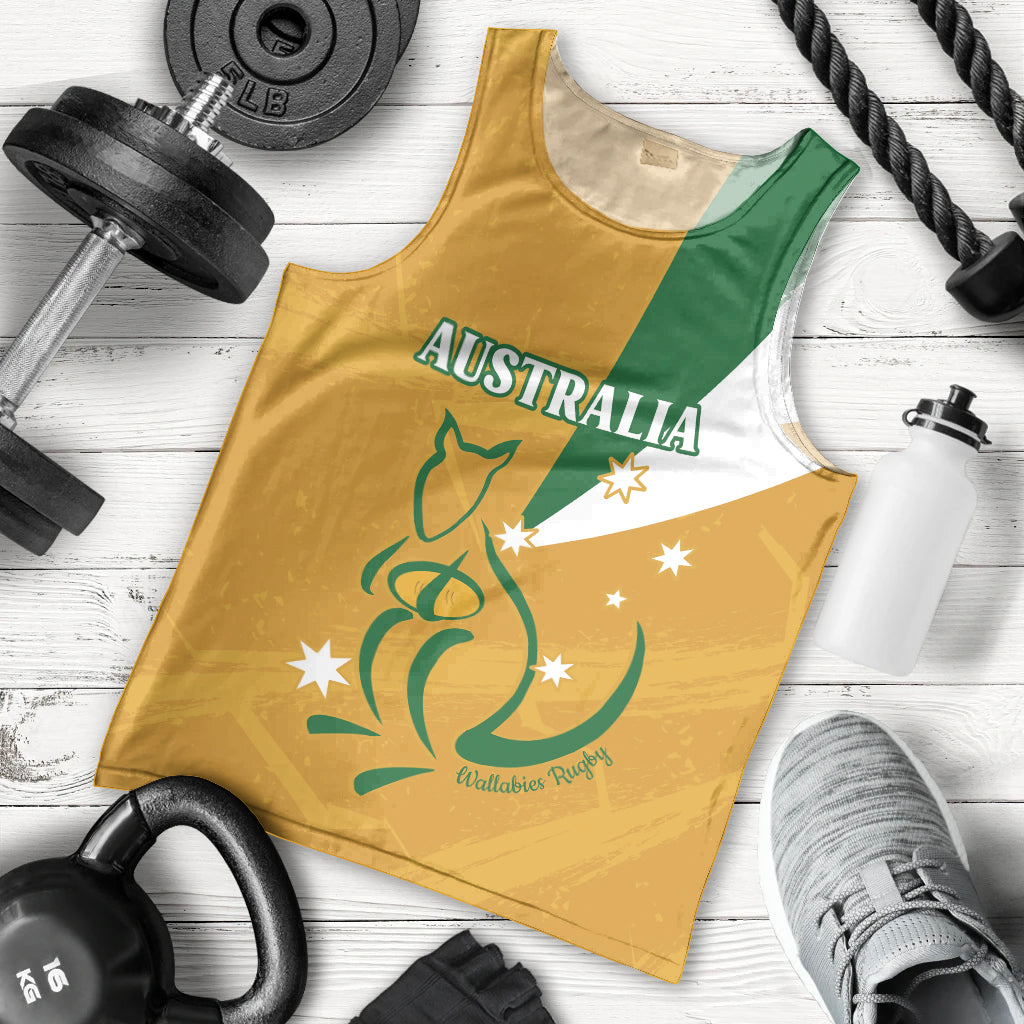 Custom Australia Rugby Men Tank Top 2024 Wallabies Grunge Style - Vibe Hoodie Shop