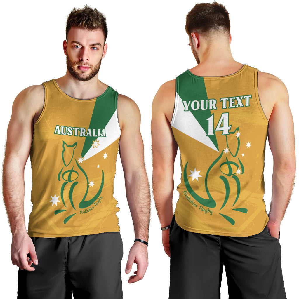 Custom Australia Rugby Men Tank Top 2024 Wallabies Grunge Style - Vibe Hoodie Shop