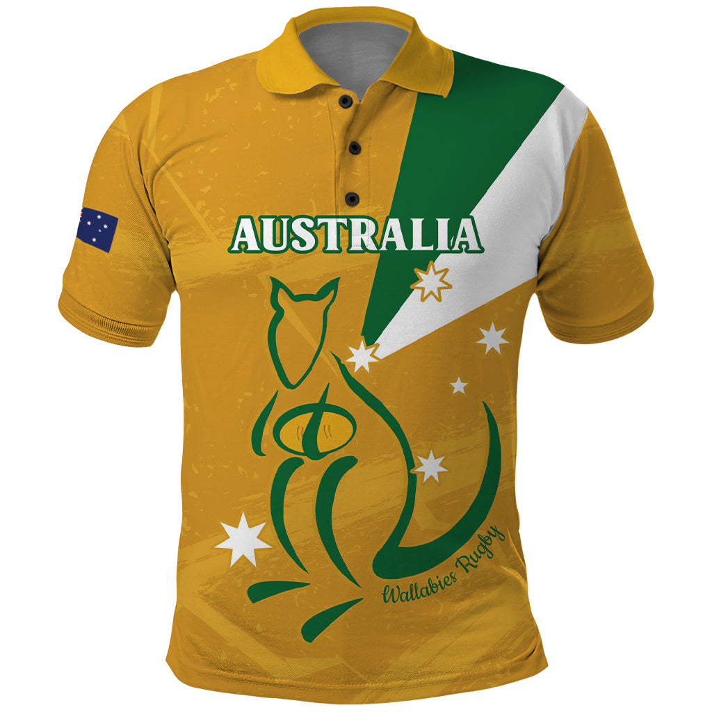 Custom Australia Rugby Polo Shirt 2024 Wallabies Grunge Style - Vibe Hoodie Shop