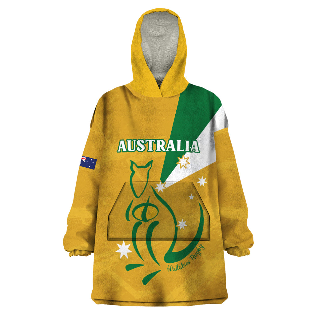 Custom Australia Rugby Wearable Blanket Hoodie 2024 Wallabies Grunge Style - Vibe Hoodie Shop