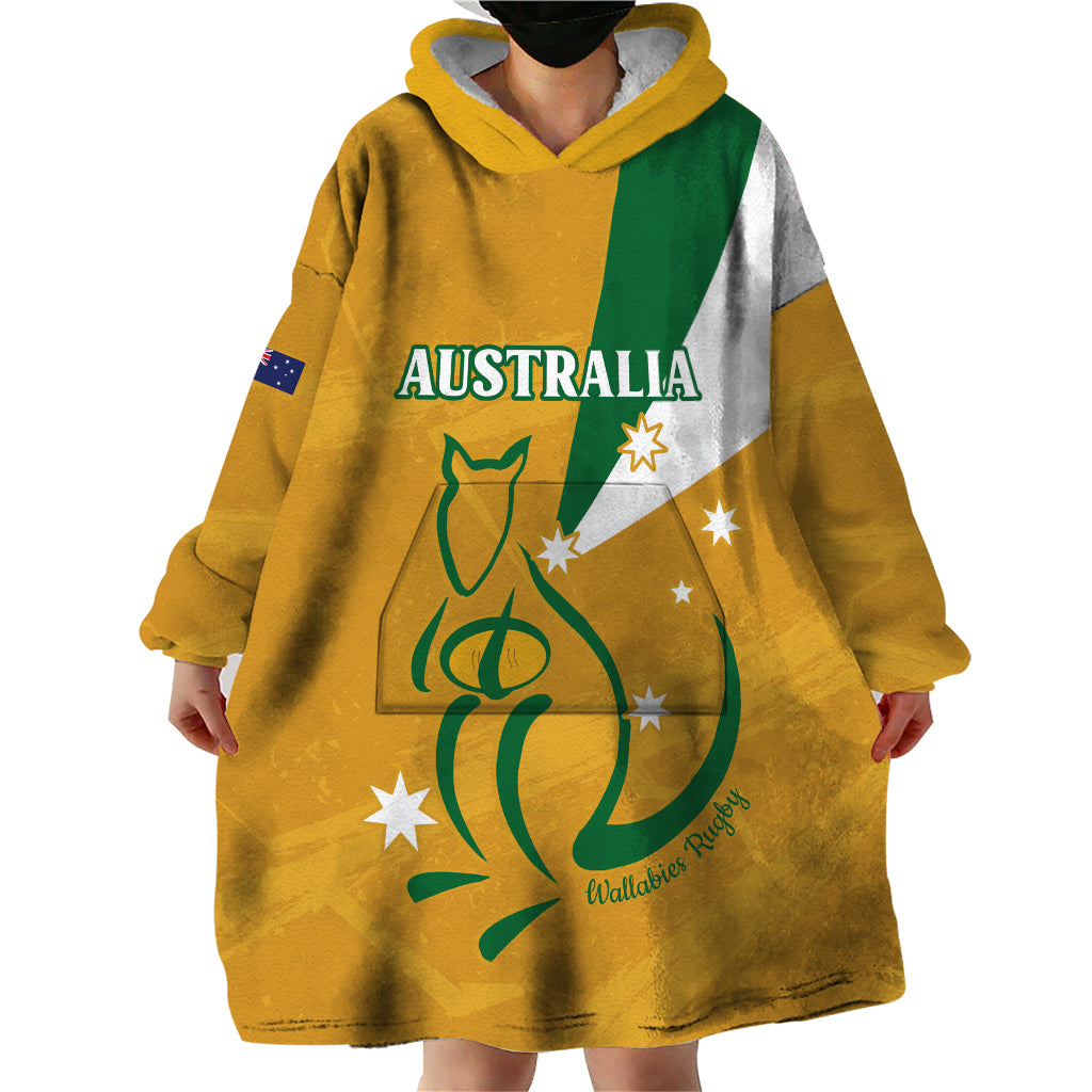 Custom Australia Rugby Wearable Blanket Hoodie 2024 Wallabies Grunge Style - Vibe Hoodie Shop