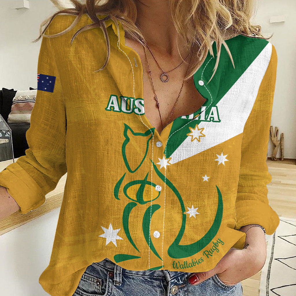 Custom Australia Rugby Women Casual Shirt 2024 Wallabies Grunge Style - Vibe Hoodie Shop