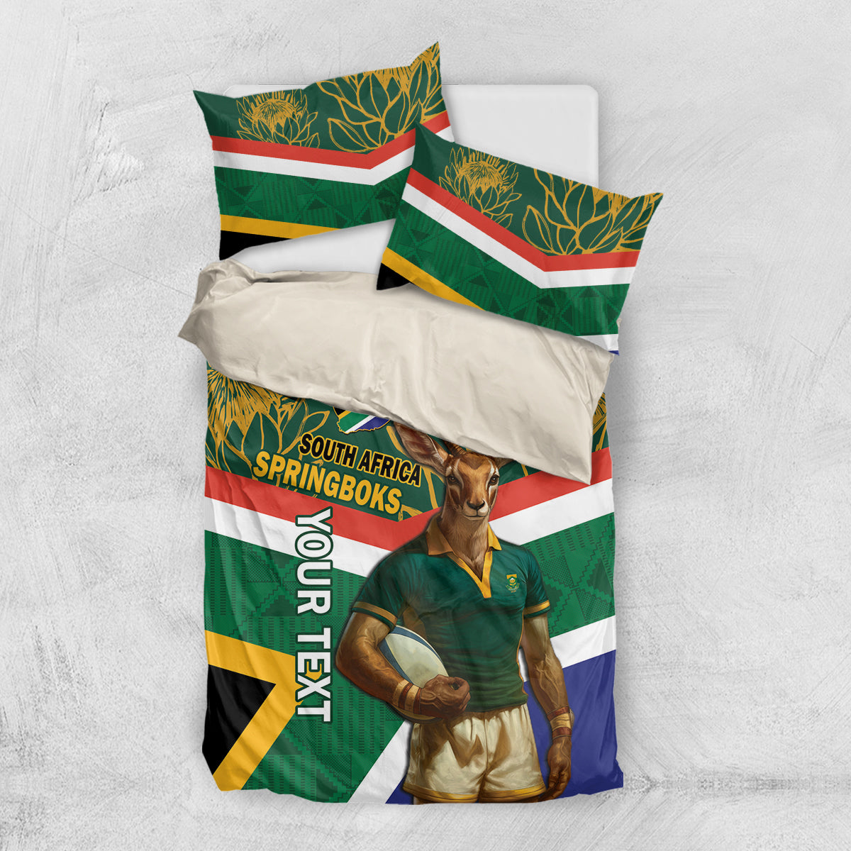 Custom South Africa Rugby Bedding Set 2024 Go Springboks Mascot African Pattern - Vibe Hoodie Shop