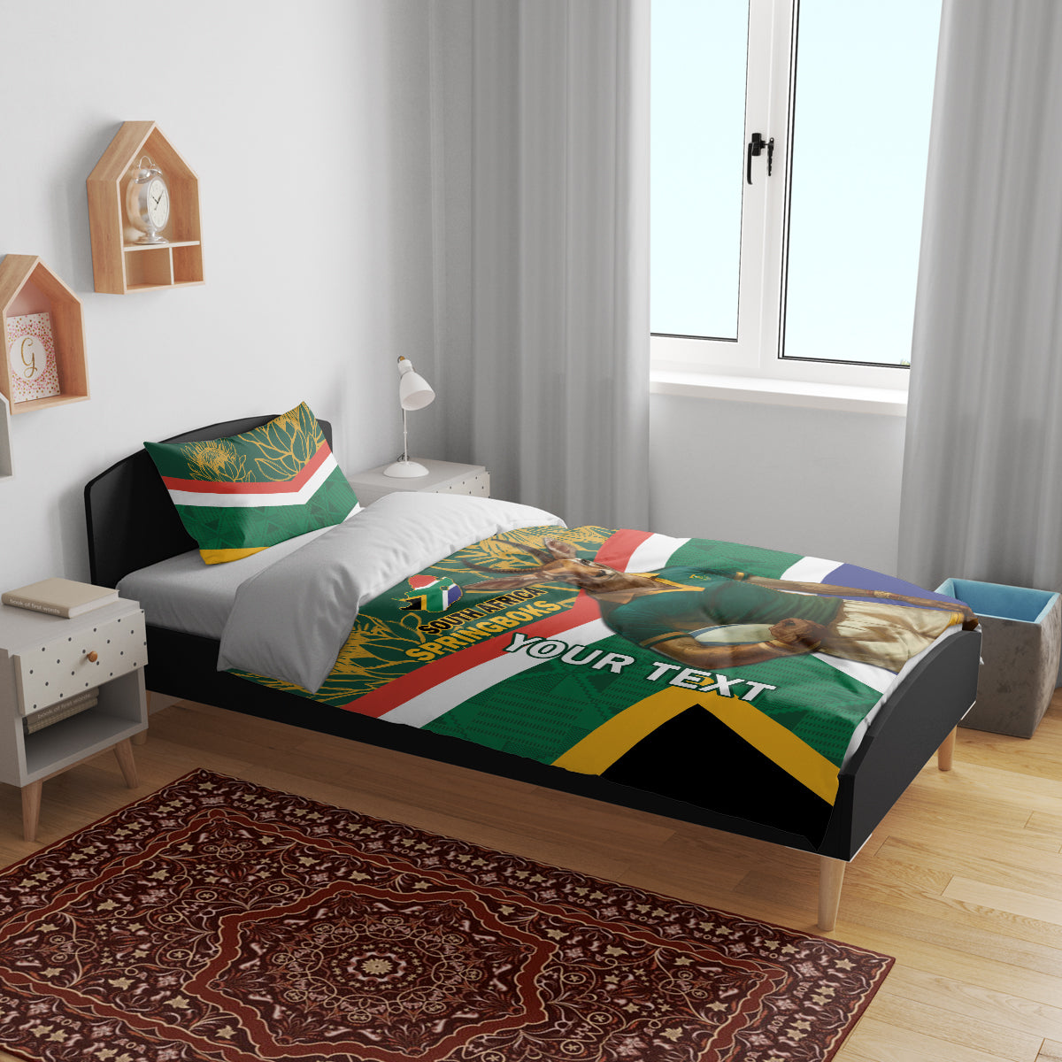 Custom South Africa Rugby Bedding Set 2024 Go Springboks Mascot African Pattern - Vibe Hoodie Shop