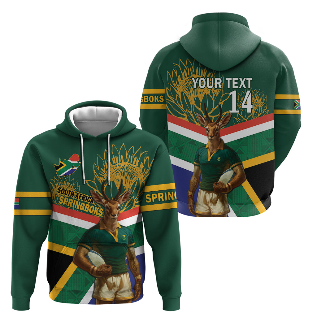 Custom South Africa Rugby Hoodie 2024 Go Springboks Mascot African Pattern - Vibe Hoodie Shop