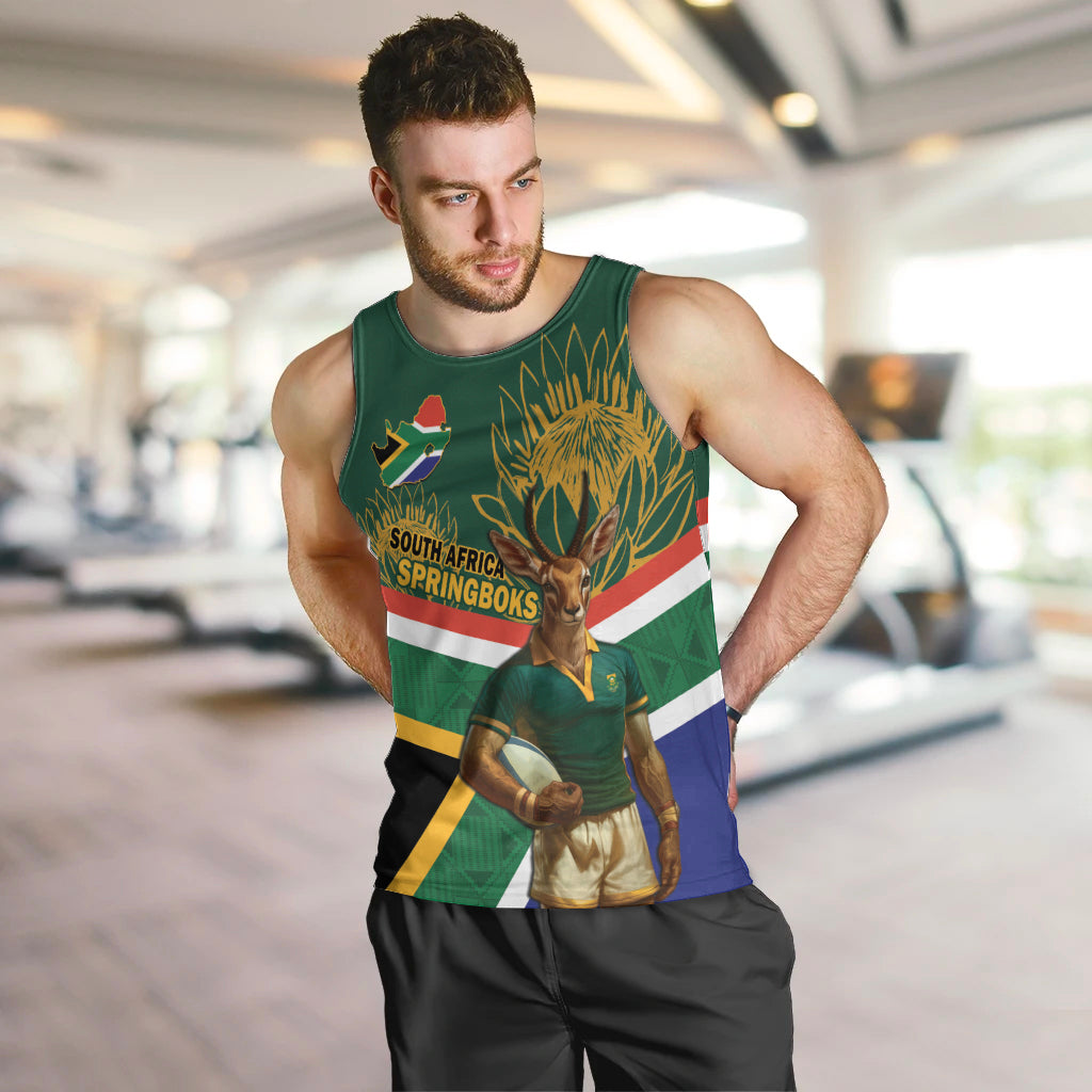 Custom South Africa Rugby Men Tank Top 2024 Go Springboks Mascot African Pattern - Vibe Hoodie Shop