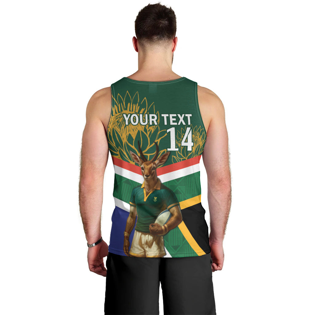 Custom South Africa Rugby Men Tank Top 2024 Go Springboks Mascot African Pattern - Vibe Hoodie Shop