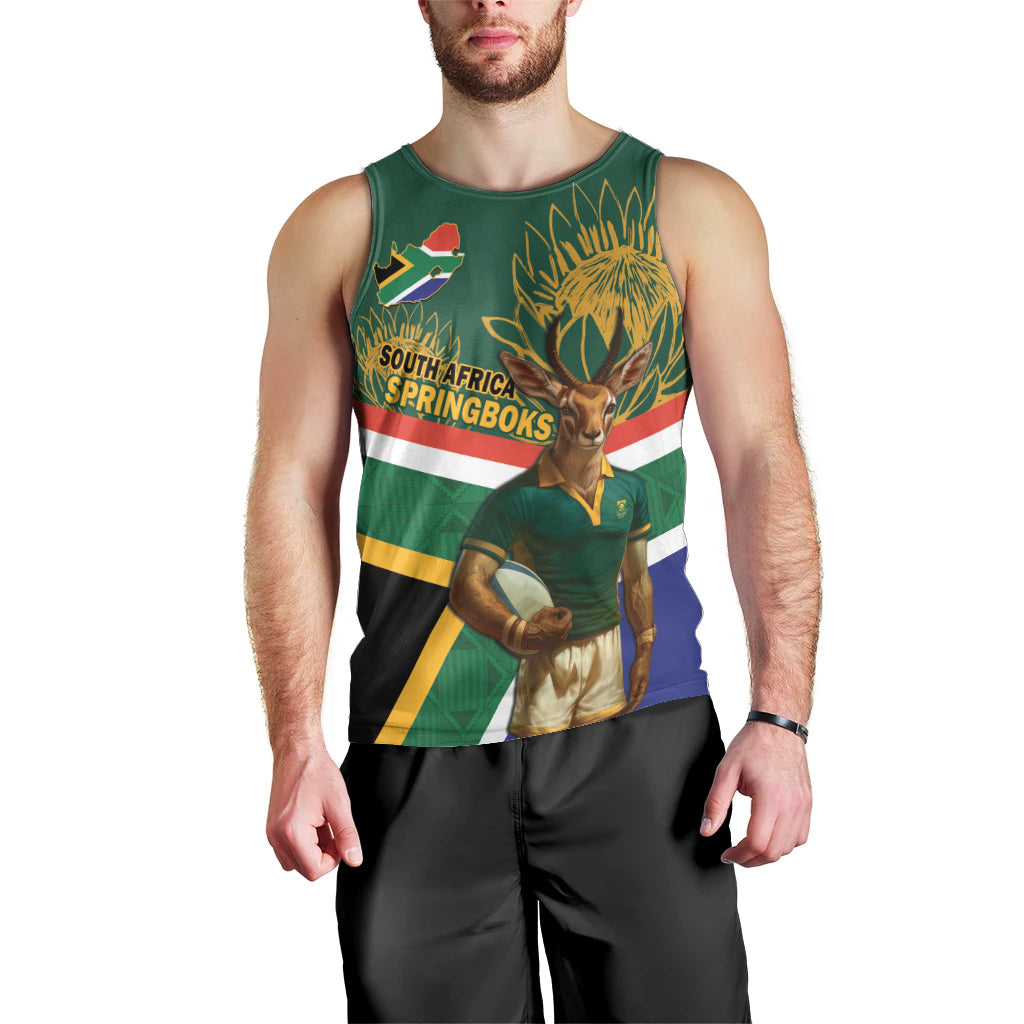 Custom South Africa Rugby Men Tank Top 2024 Go Springboks Mascot African Pattern - Vibe Hoodie Shop