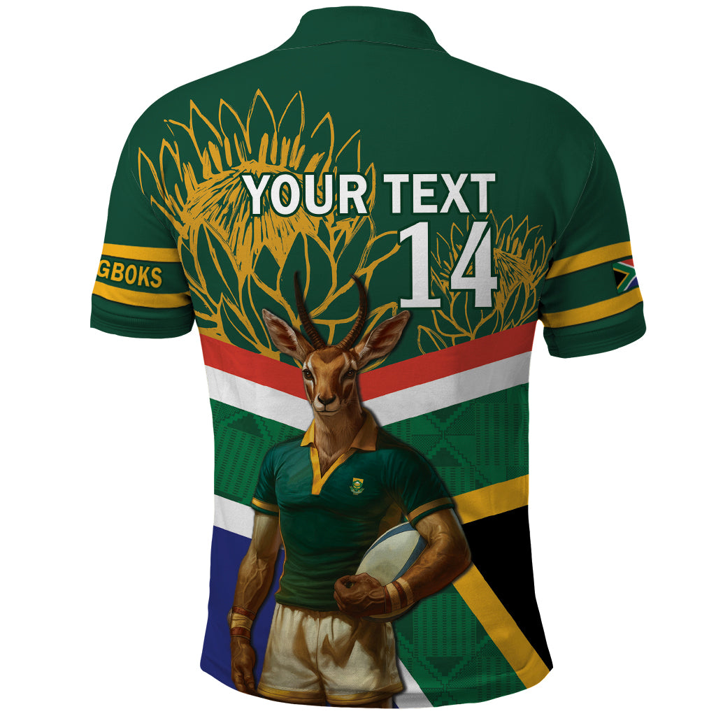 Custom South Africa Rugby Polo Shirt 2024 Go Springboks Mascot African Pattern - Vibe Hoodie Shop