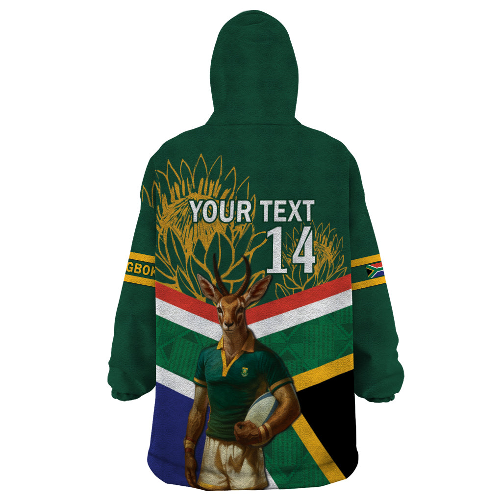 Custom South Africa Rugby Wearable Blanket Hoodie 2024 Go Springboks Mascot African Pattern - Vibe Hoodie Shop