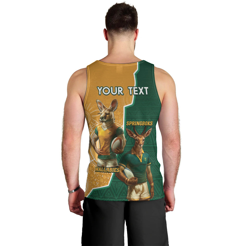 Personalised South Africa And Australia Rugby Men Tank Top 2024 Springboks Wallabies Mascots Together - Vibe Hoodie Shop