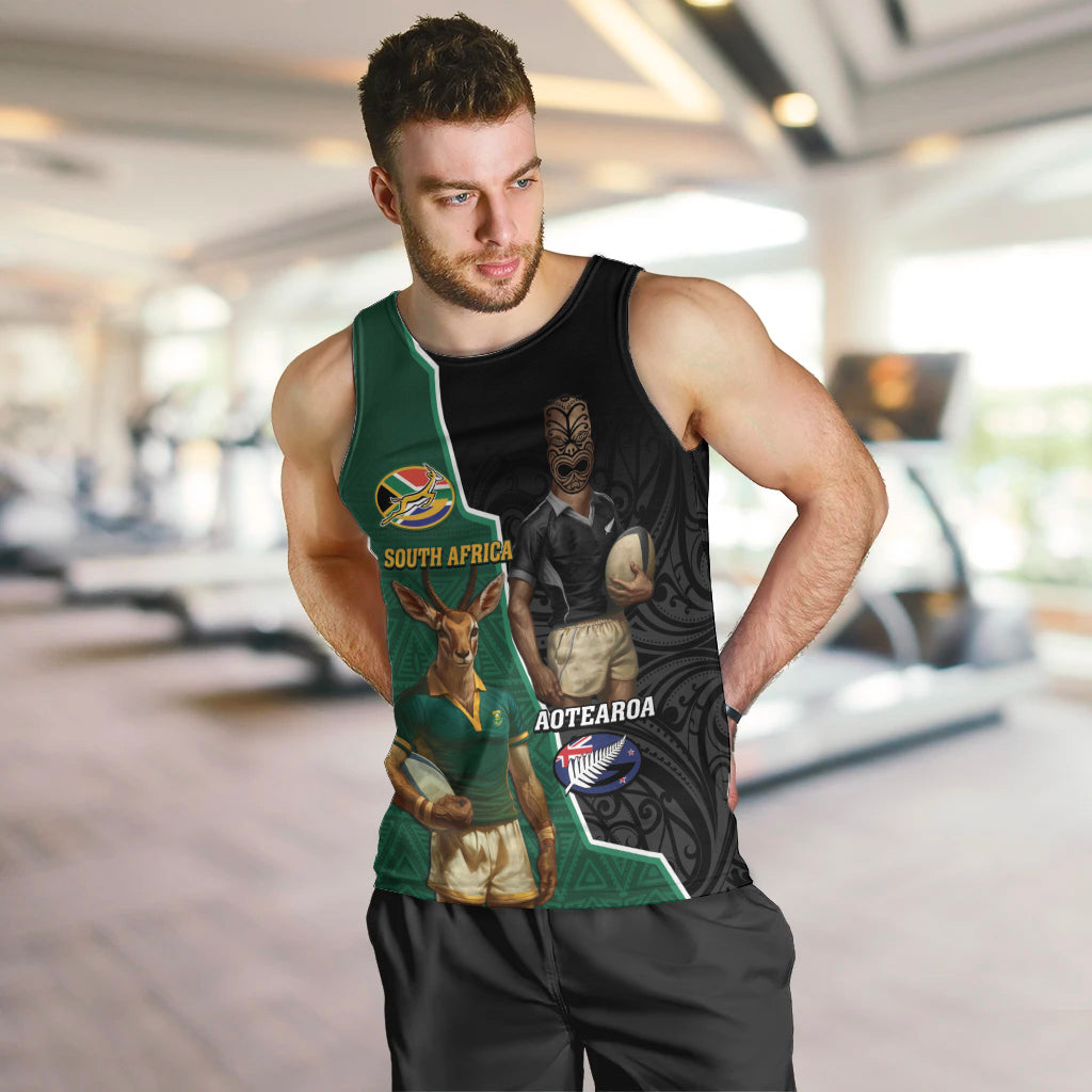 Personalised New Zealand And South Africa Rugby Men Tank Top 2024 All Black Springboks Mascots Together - Vibe Hoodie Shop