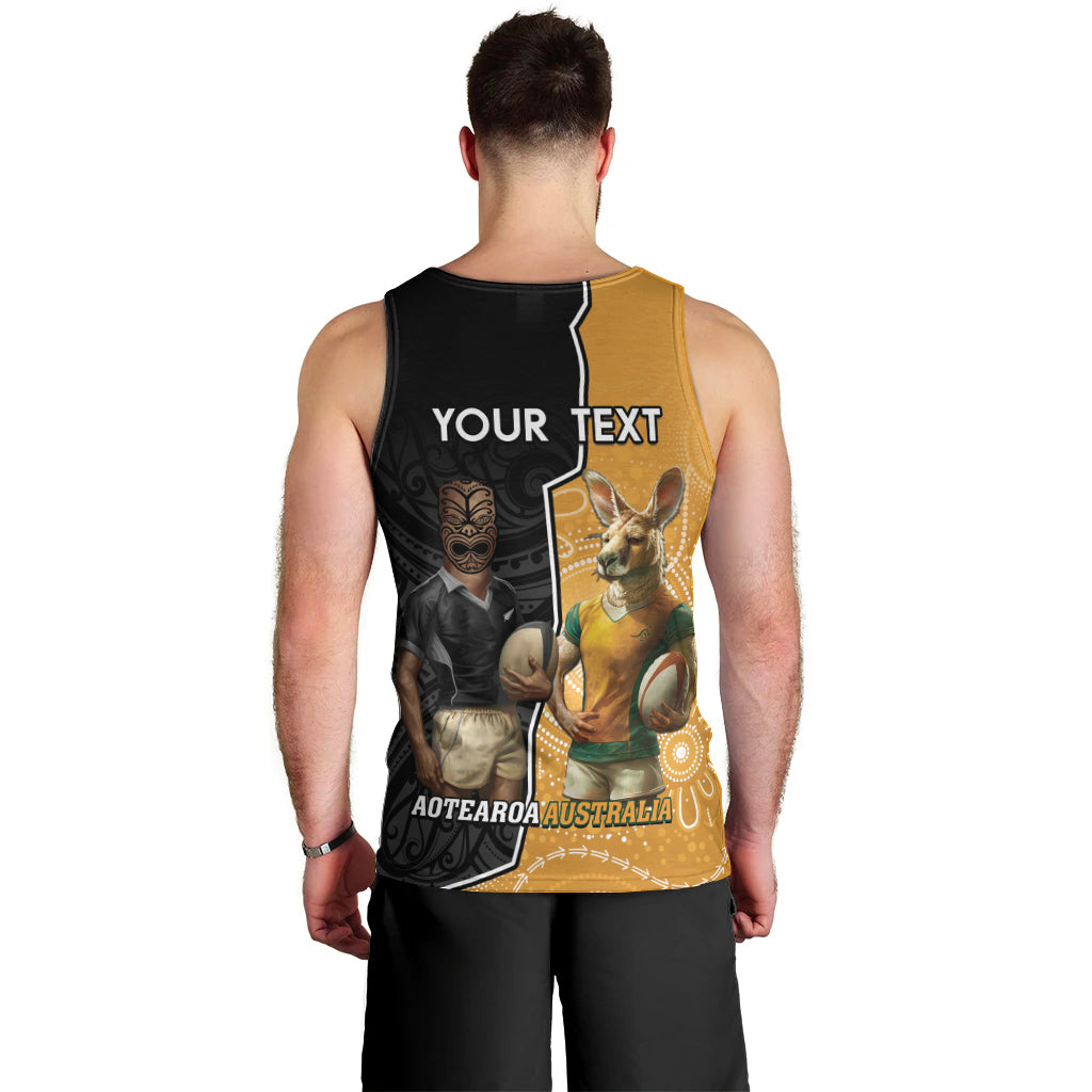 Personalised New Zealand And Australia Rugby Men Tank Top 2024 All Black Wallabies Mascots Together - Vibe Hoodie Shop
