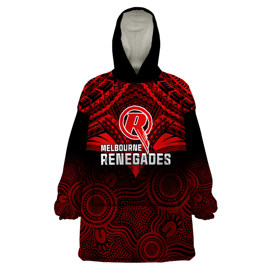 Melbourne Renegades Cricket Wearable Blanket Hoodie 2023 Unique Indigenous Art Mix Polynesian Pattern - Vibe Hoodie Shop