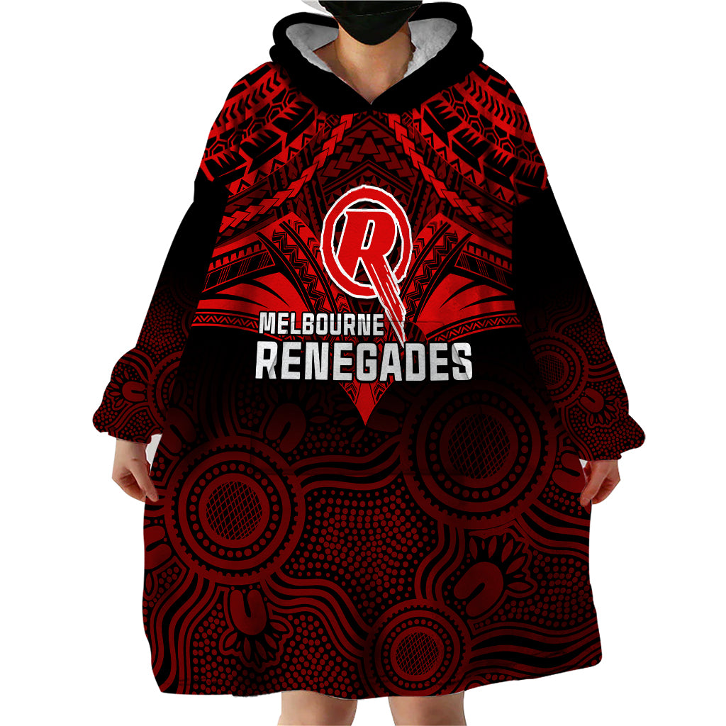 Melbourne Renegades Cricket Wearable Blanket Hoodie 2023 Unique Indigenous Art Mix Polynesian Pattern - Vibe Hoodie Shop