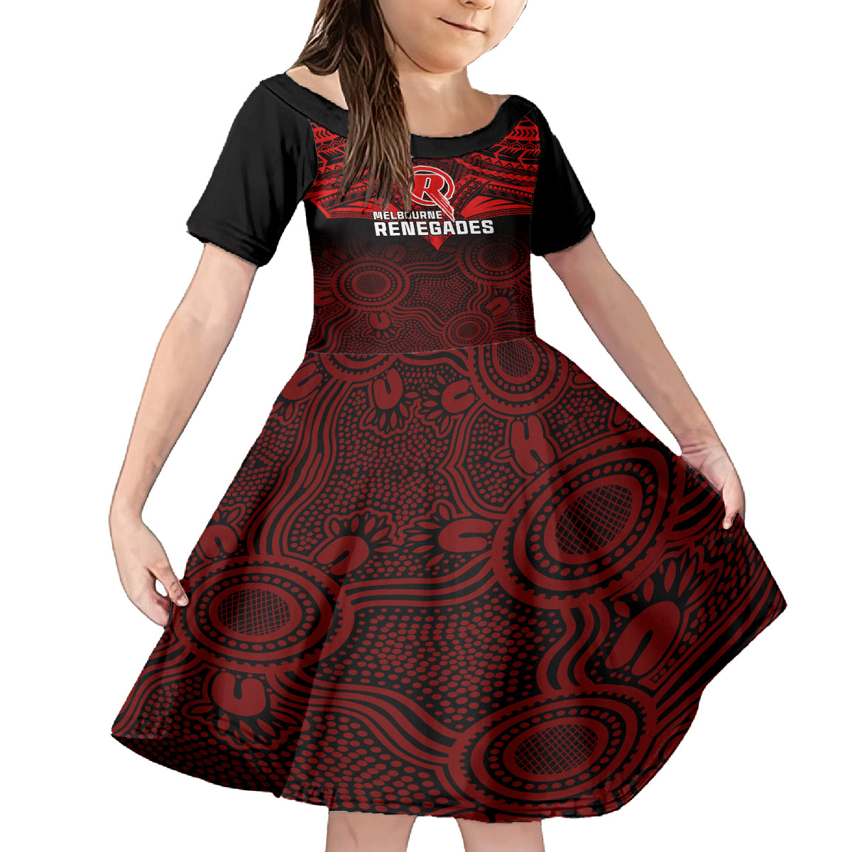 custom-melbourne-renegades-cricket-family-matching-long-sleeve-bodycon-dress-and-hawaiian-shirt-2023-unique-indigenous-art-mix-polynesian-pattern