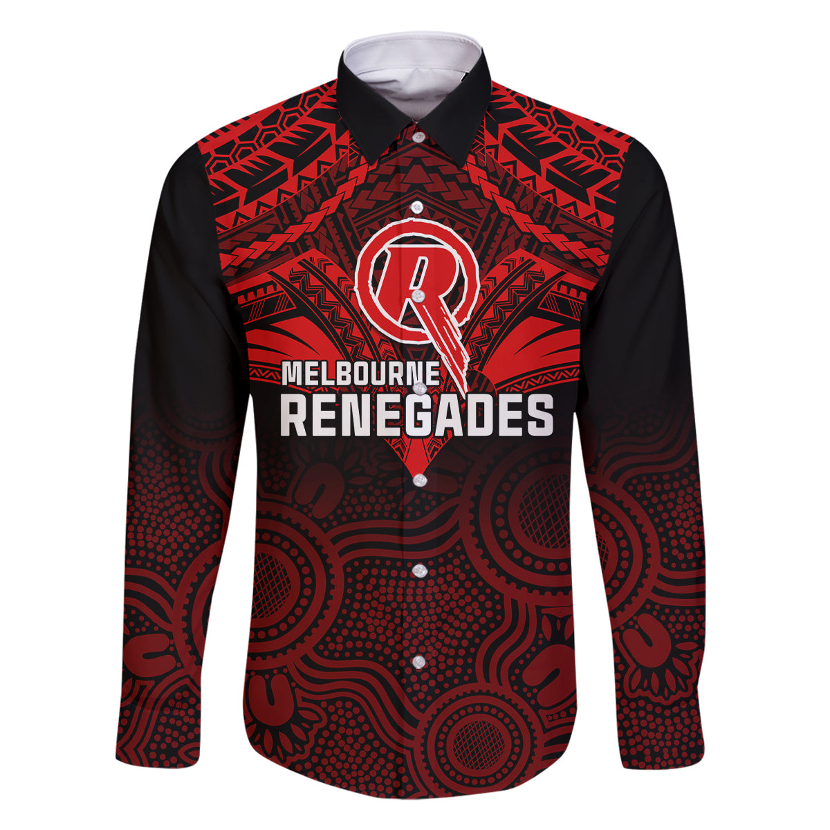 custom-melbourne-renegades-cricket-family-matching-long-sleeve-bodycon-dress-and-hawaiian-shirt-2023-unique-indigenous-art-mix-polynesian-pattern