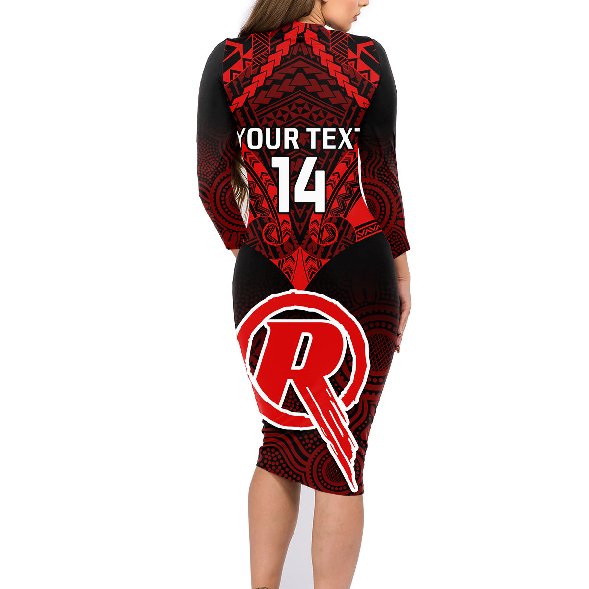 custom-melbourne-renegades-cricket-family-matching-long-sleeve-bodycon-dress-and-hawaiian-shirt-2023-unique-indigenous-art-mix-polynesian-pattern