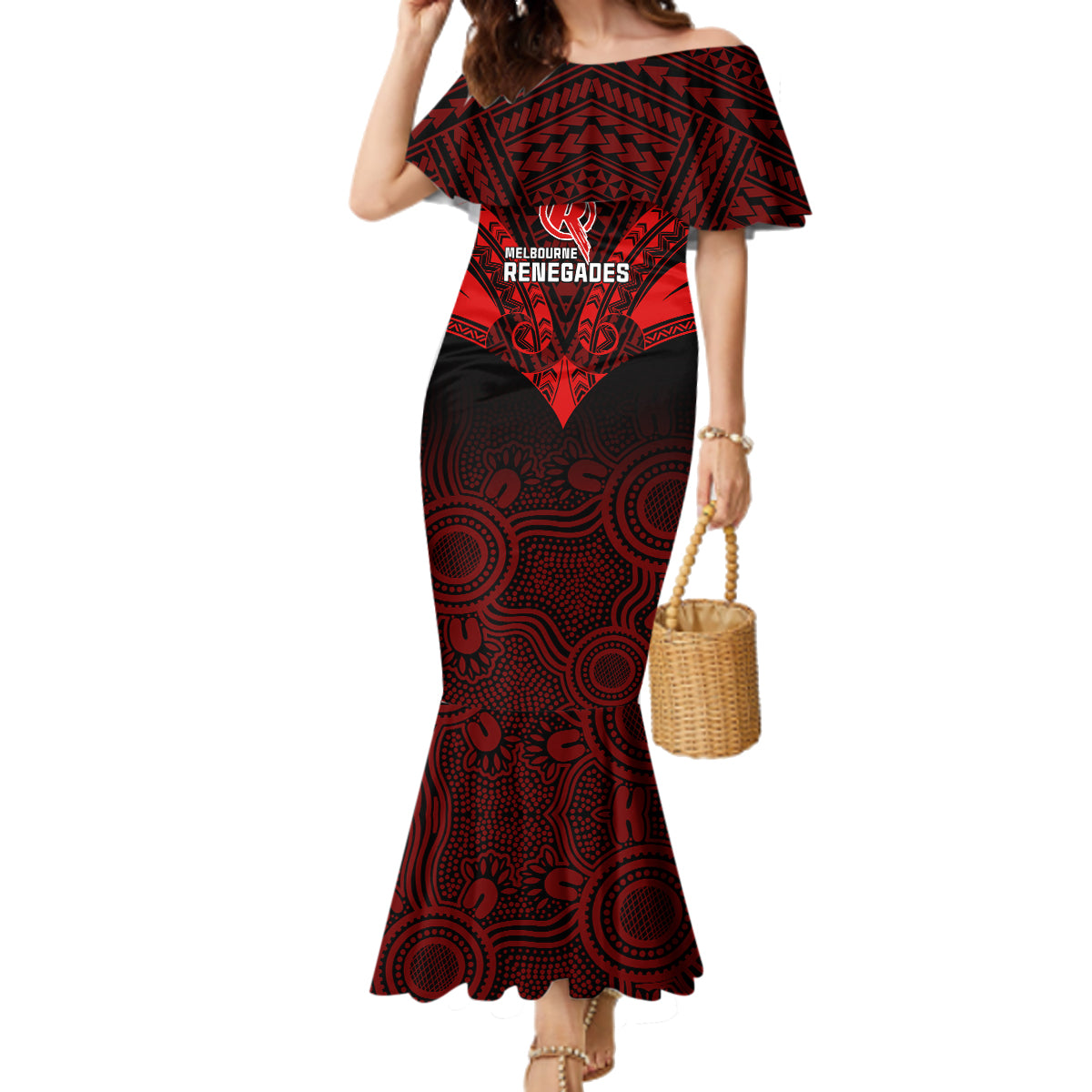 custom-melbourne-renegades-cricket-family-matching-mermaid-dress-and-hawaiian-shirt-2023-unique-indigenous-art-mix-polynesian-pattern