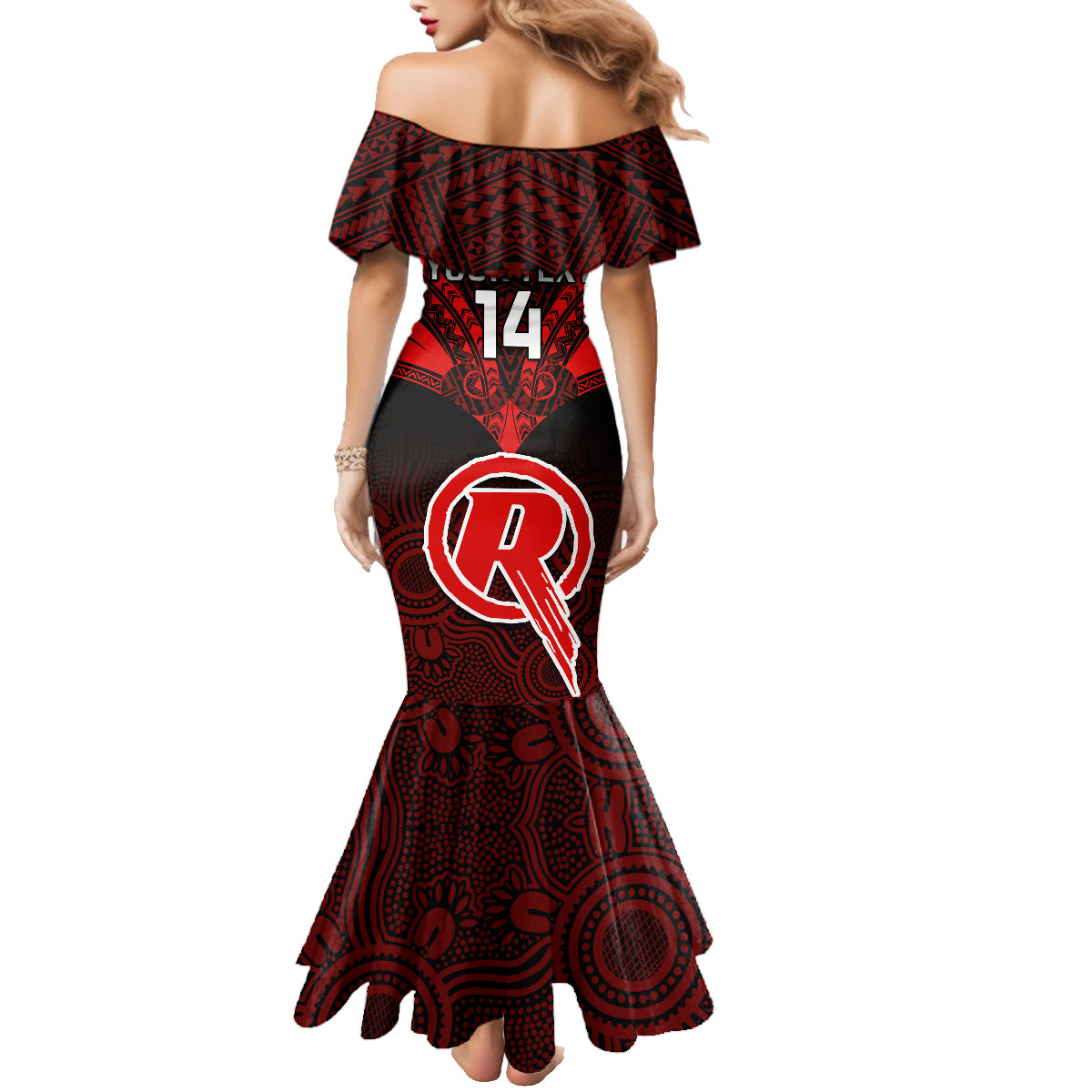 custom-melbourne-renegades-cricket-family-matching-mermaid-dress-and-hawaiian-shirt-2023-unique-indigenous-art-mix-polynesian-pattern