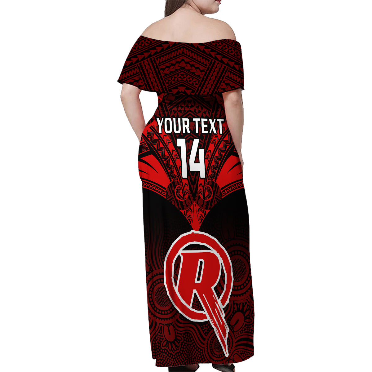 custom-melbourne-renegades-cricket-family-matching-off-shoulder-maxi-dress-and-hawaiian-shirt-2023-unique-indigenous-art-mix-polynesian-pattern