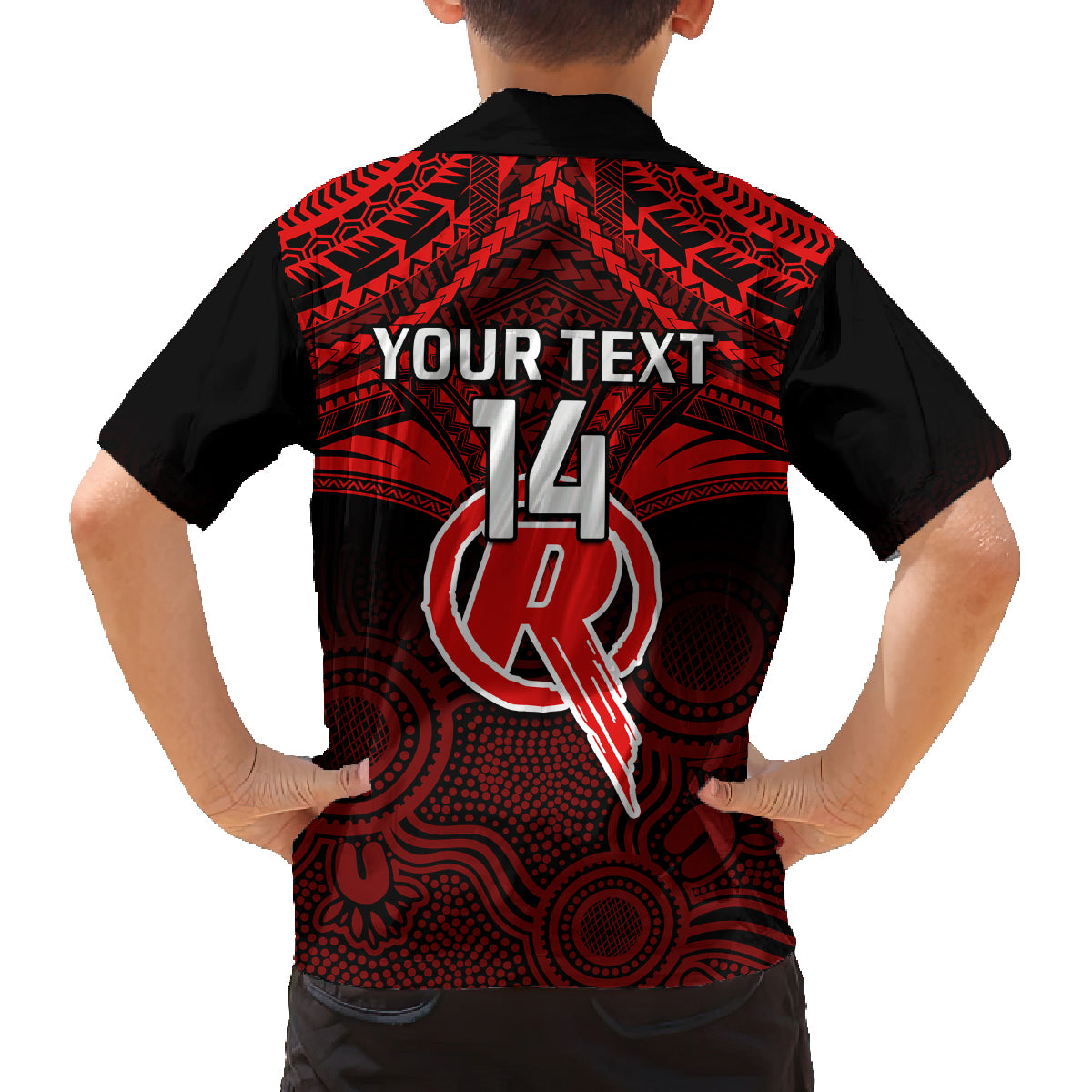 Custom Melbourne Renegades Cricket Family Matching Off Shoulder Short Dress and Hawaiian Shirt 2023 Unique Indigenous Art Mix Polynesian Pattern LT14