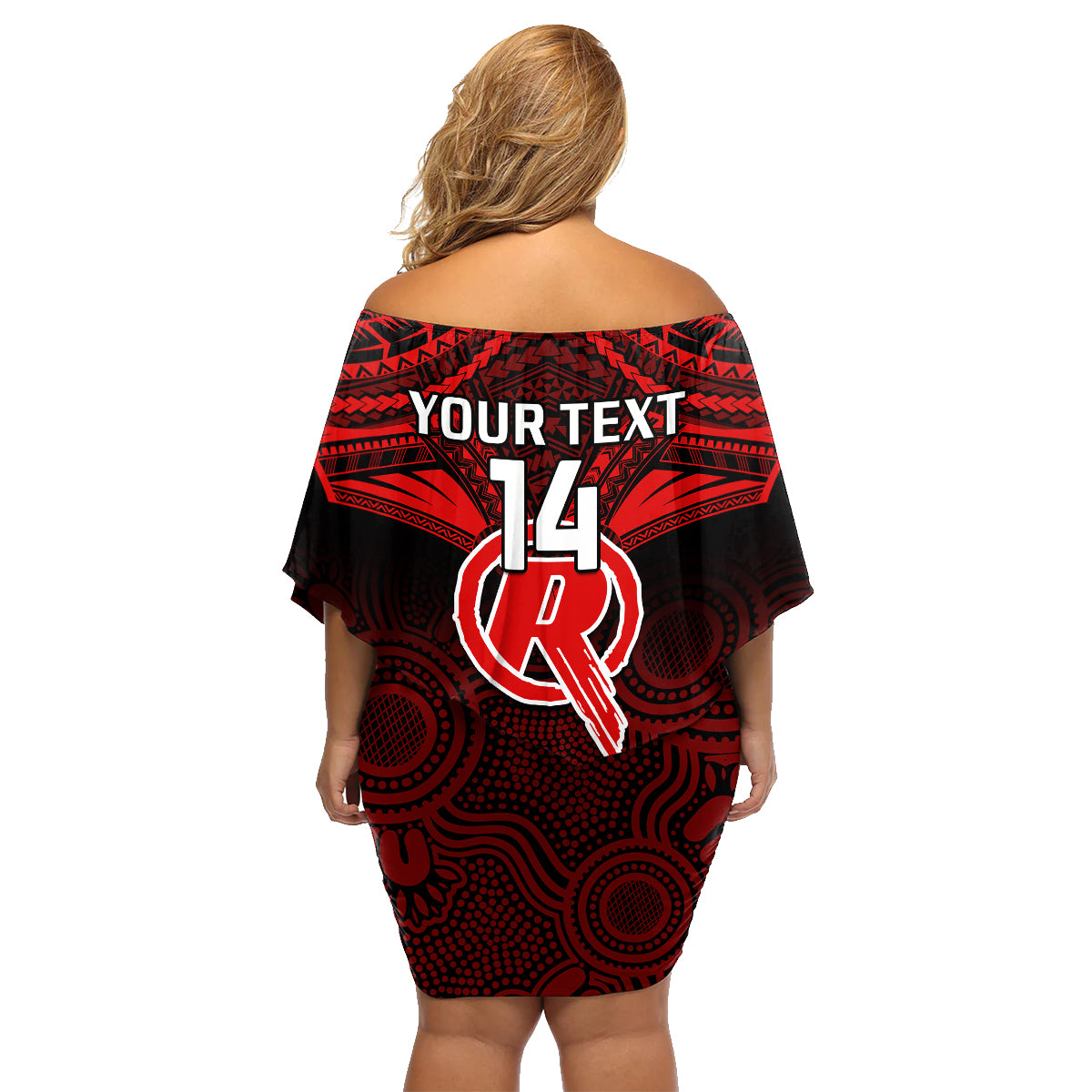 Custom Melbourne Renegades Cricket Family Matching Off Shoulder Short Dress and Hawaiian Shirt 2023 Unique Indigenous Art Mix Polynesian Pattern LT14