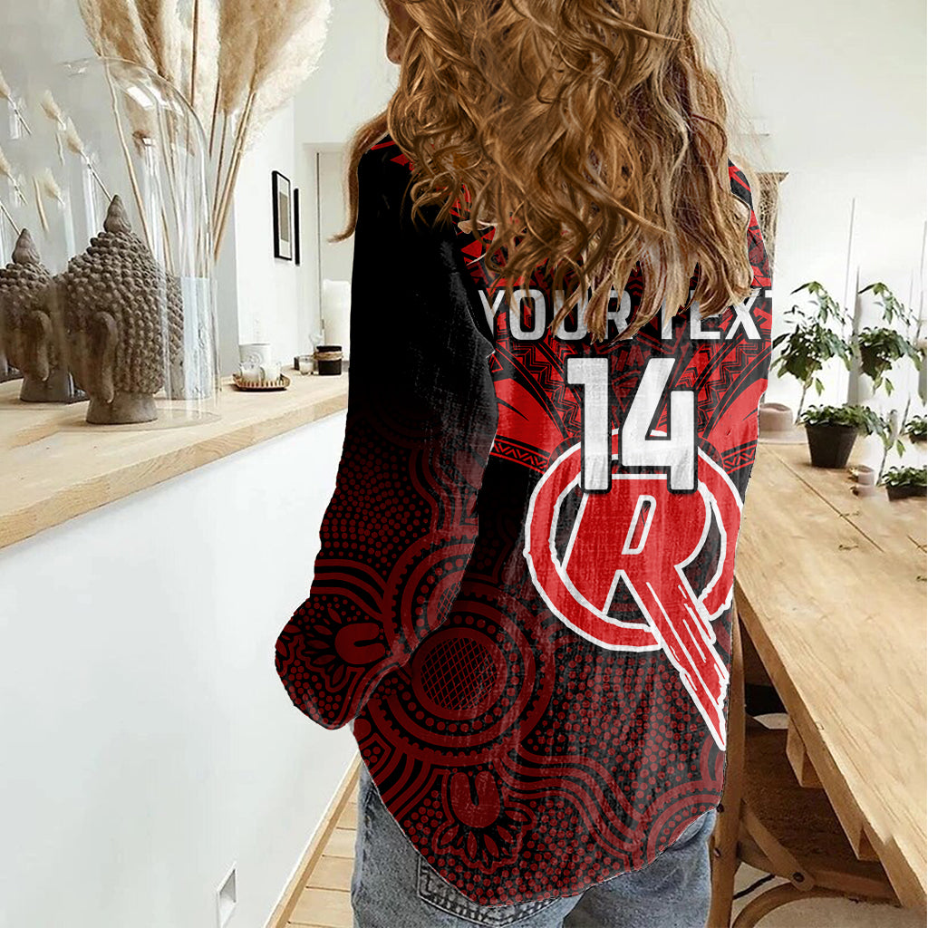 Custom Melbourne Renegades Cricket Women Casual Shirt 2023 Unique Indigenous Art Mix Polynesian Pattern - Vibe Hoodie Shop