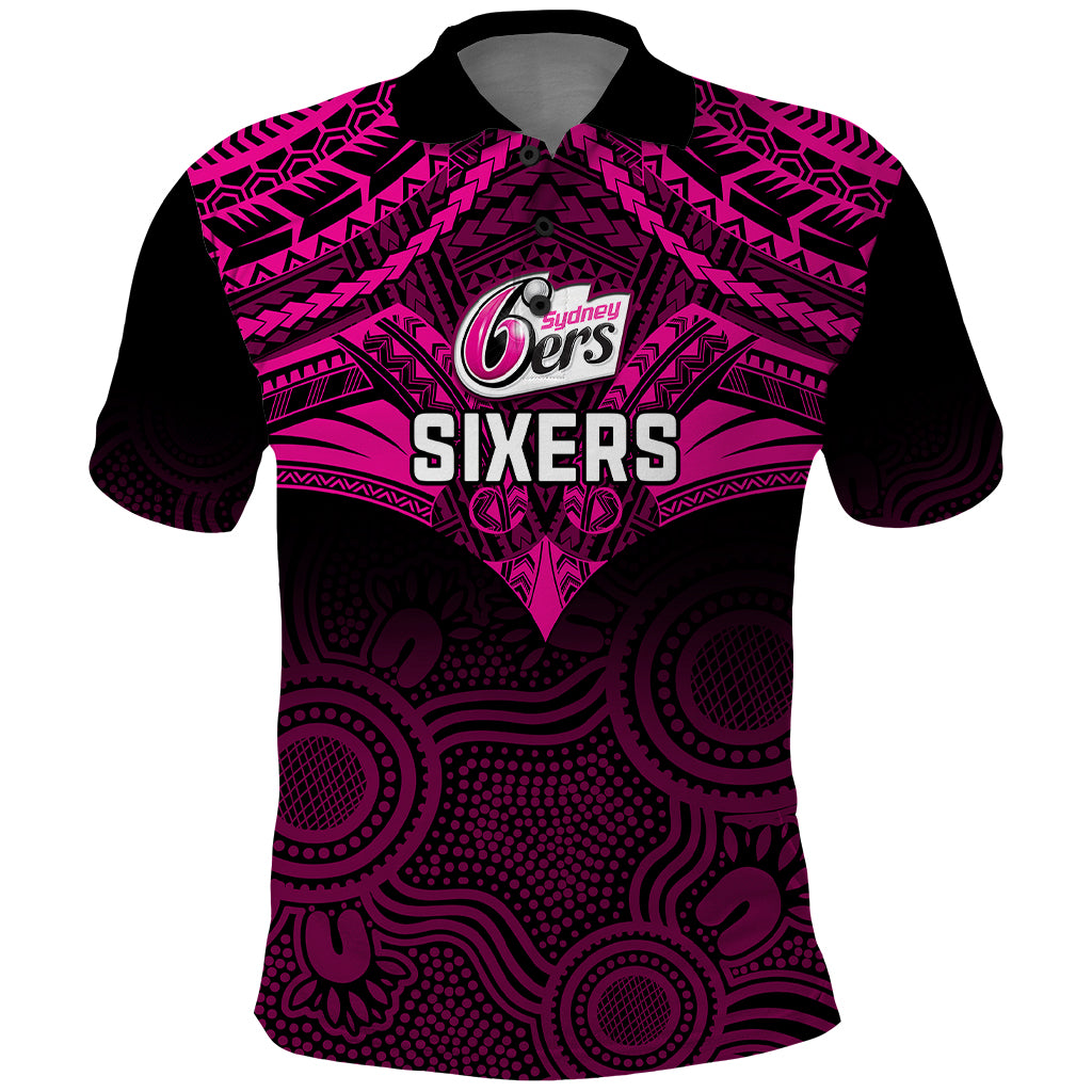 Sydney Sixers Cricket Polo Shirt 2023 Unique Indigenous Art Mix Polynesian Pattern - Vibe Hoodie Shop