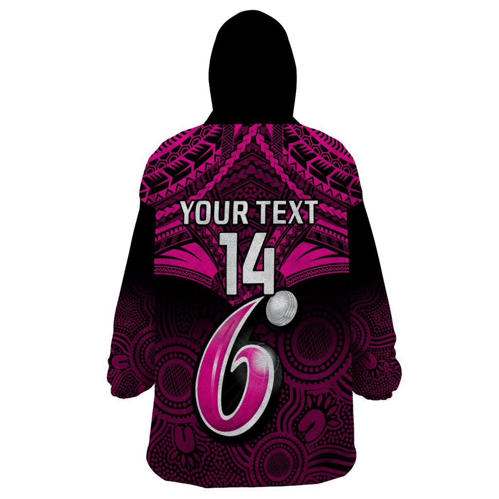 Custom Sydney Sixers Cricket Wearable Blanket Hoodie 2023 Unique Indigenous Art Mix Polynesian Pattern - Vibe Hoodie Shop