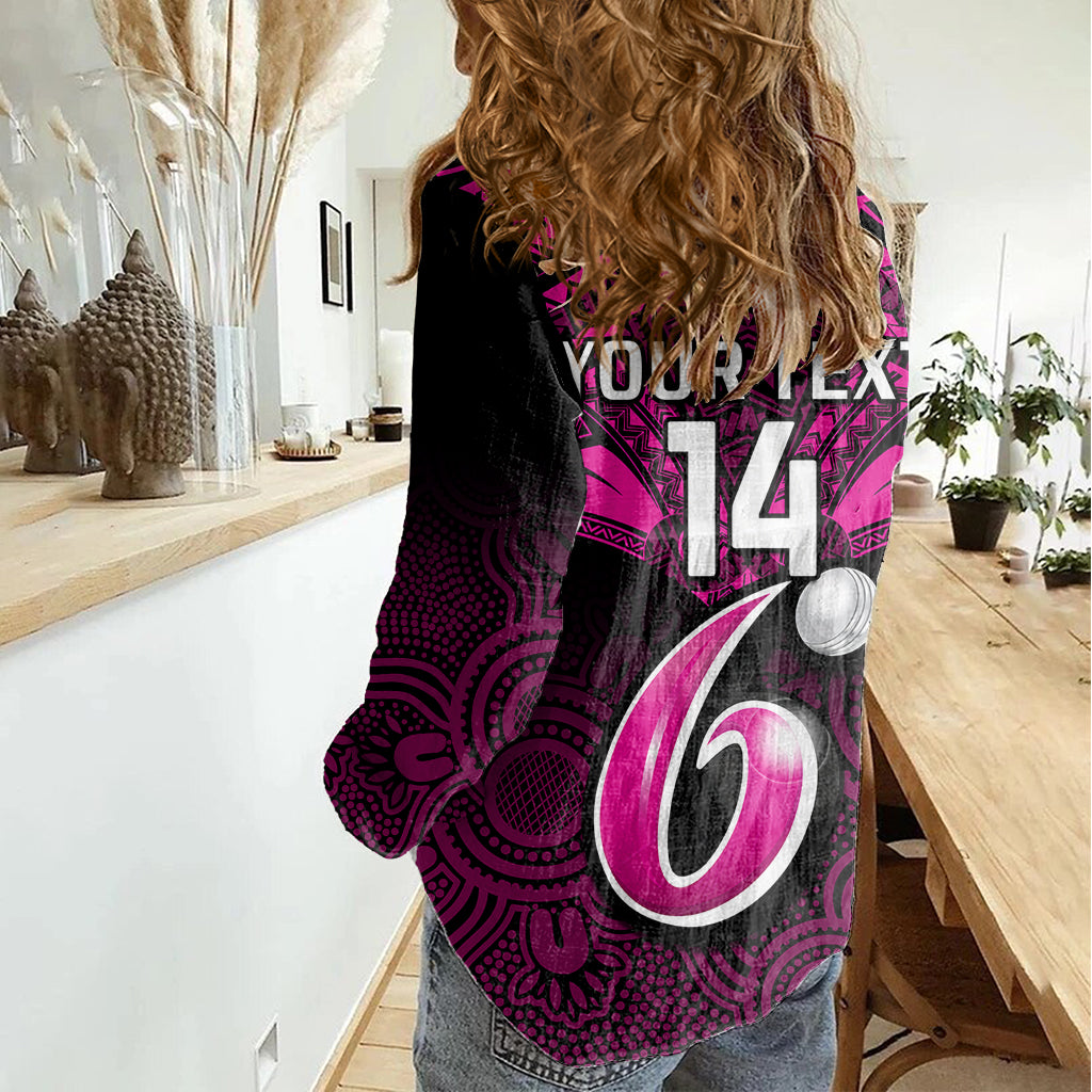 Custom Sydney Sixers Cricket Women Casual Shirt 2023 Unique Indigenous Art Mix Polynesian Pattern - Vibe Hoodie Shop