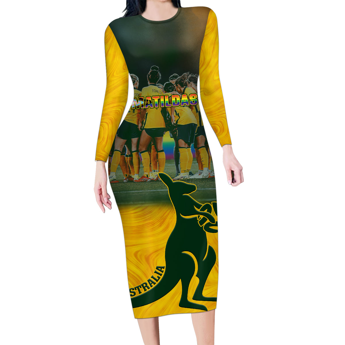 custom-matildas-pride-family-matching-long-sleeve-bodycon-dress-and-hawaiian-shirt-lgbt-kangaroo-australian-proud