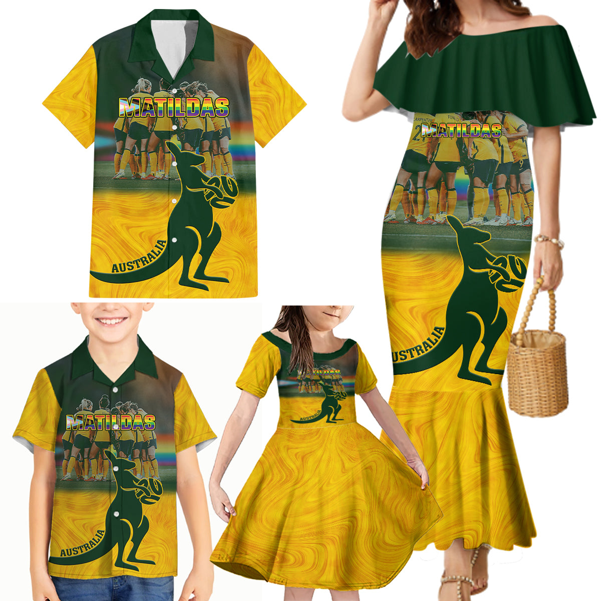 custom-matildas-pride-family-matching-mermaid-dress-and-hawaiian-shirt-lgbt-kangaroo-australian-proud